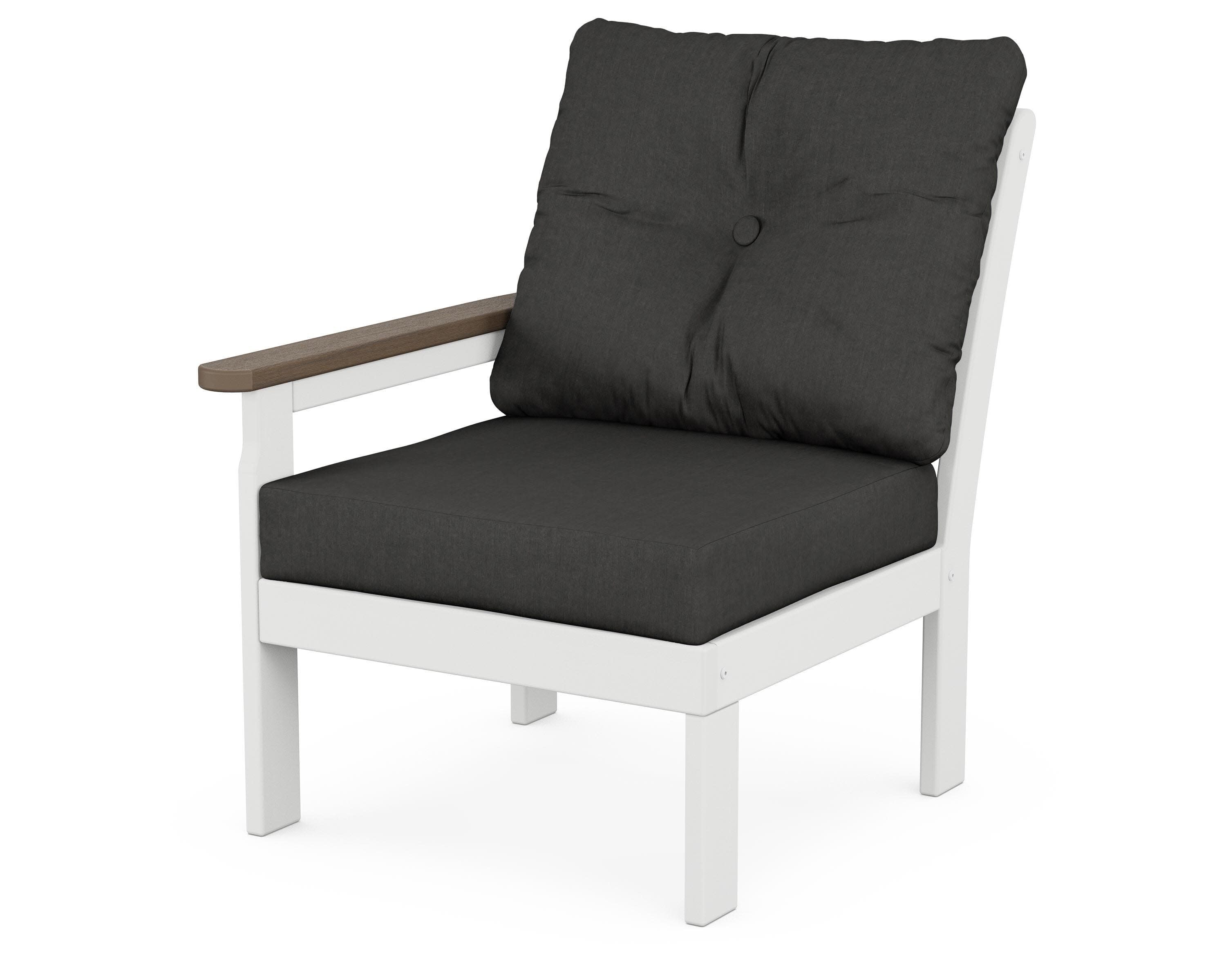 Vineyard Modular Left Arm Chair in White / Kona / Spectrum Carbon