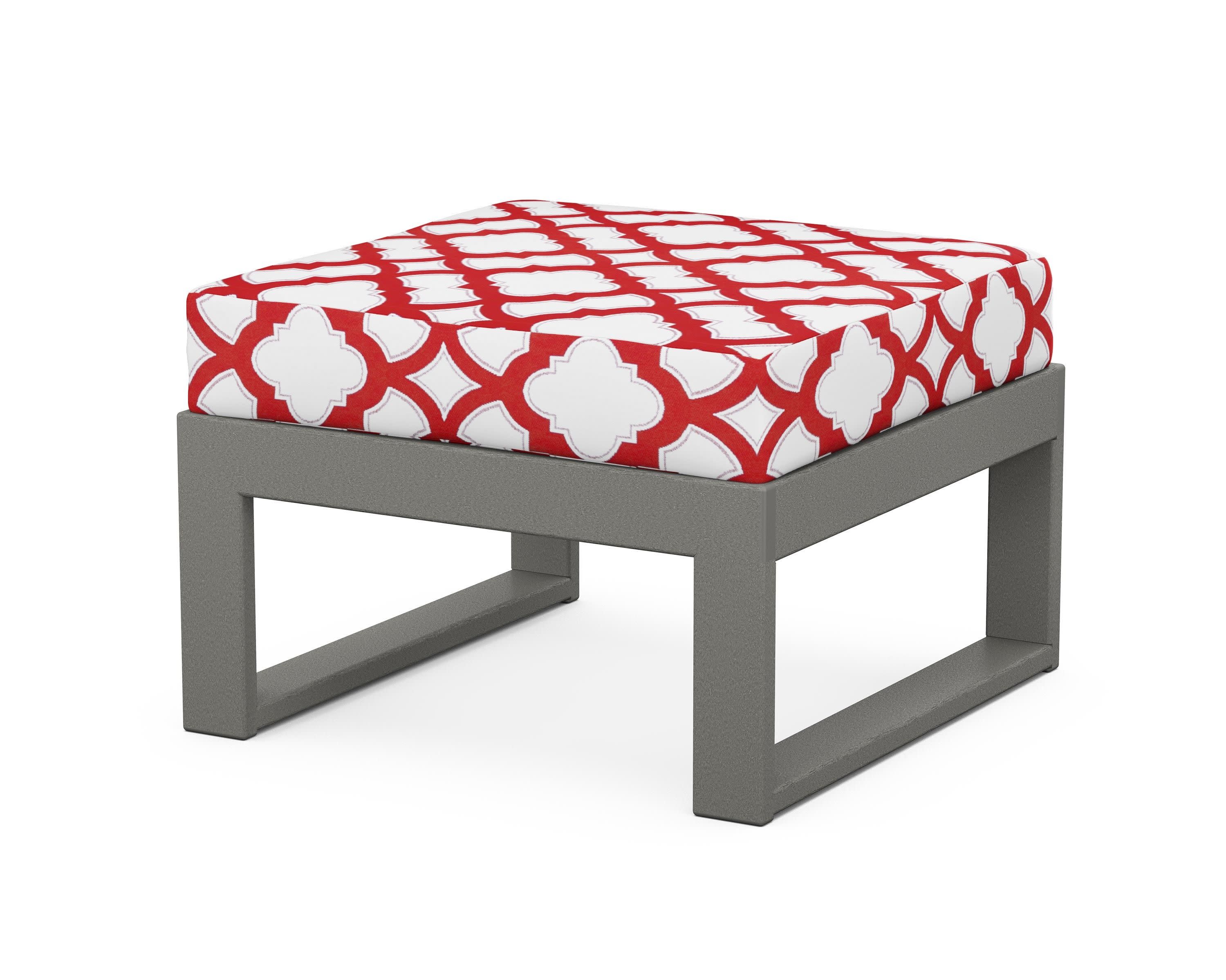 Modular Ottoman - Modern in Slate Grey / Trellis Crimson