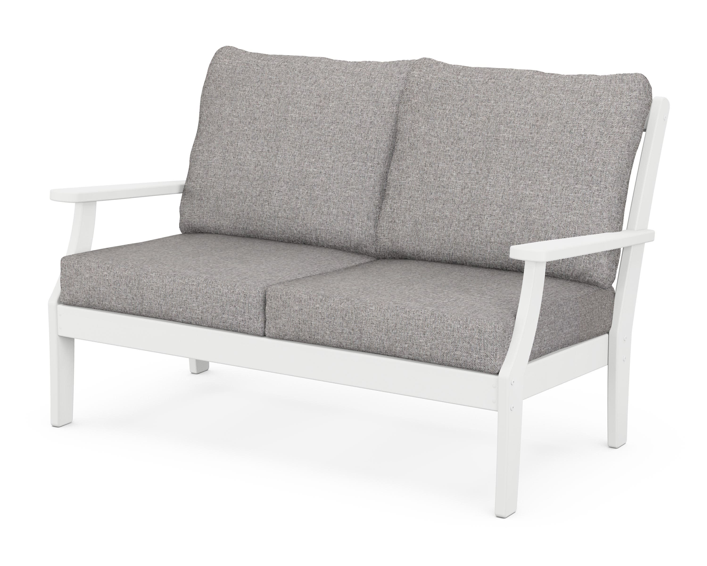 Braxton Deep Seating Loveseat in White / Grey Mist