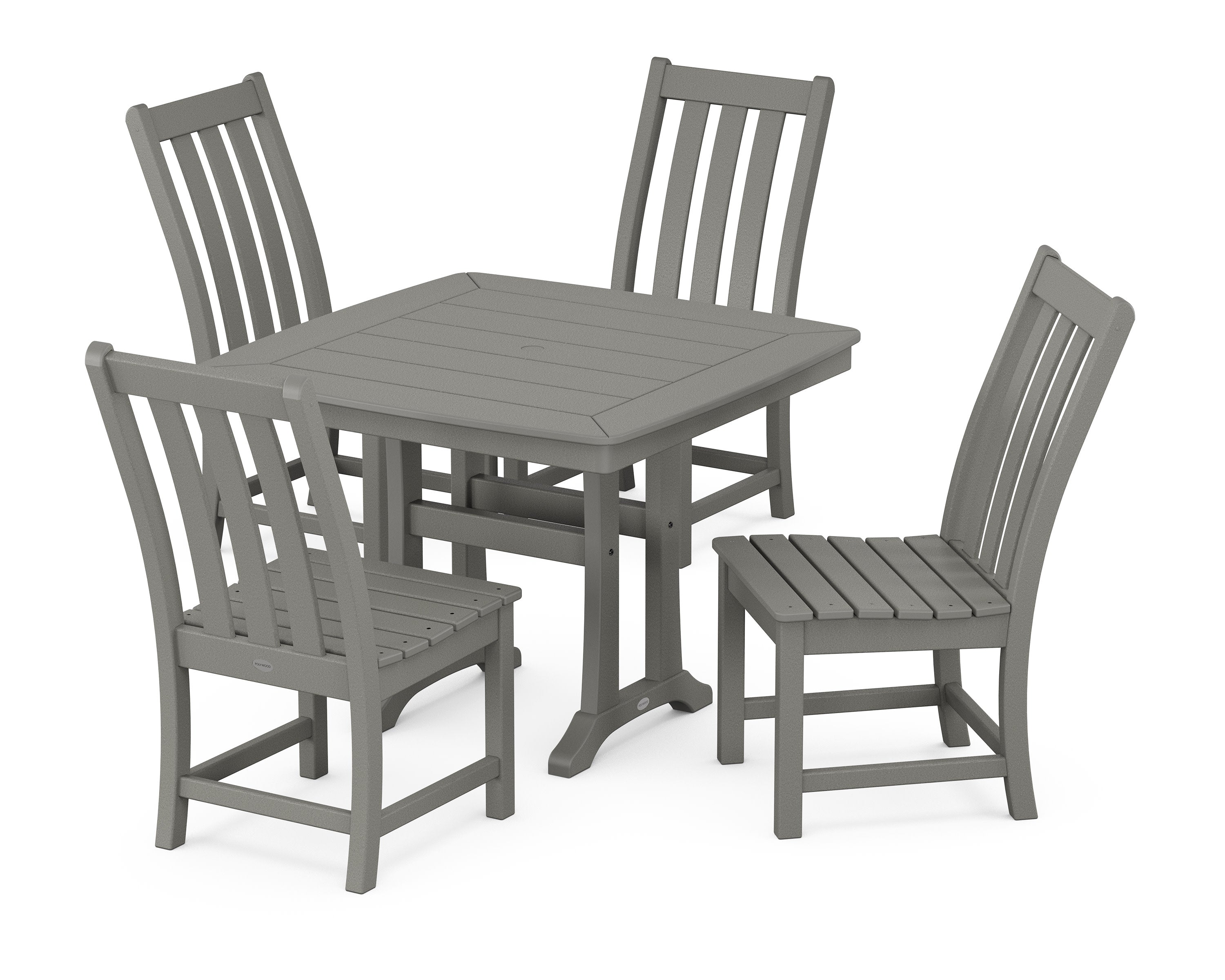 Vineyard Side Chair 5-Piece Dining Set with Trestle Legs in Slate Grey