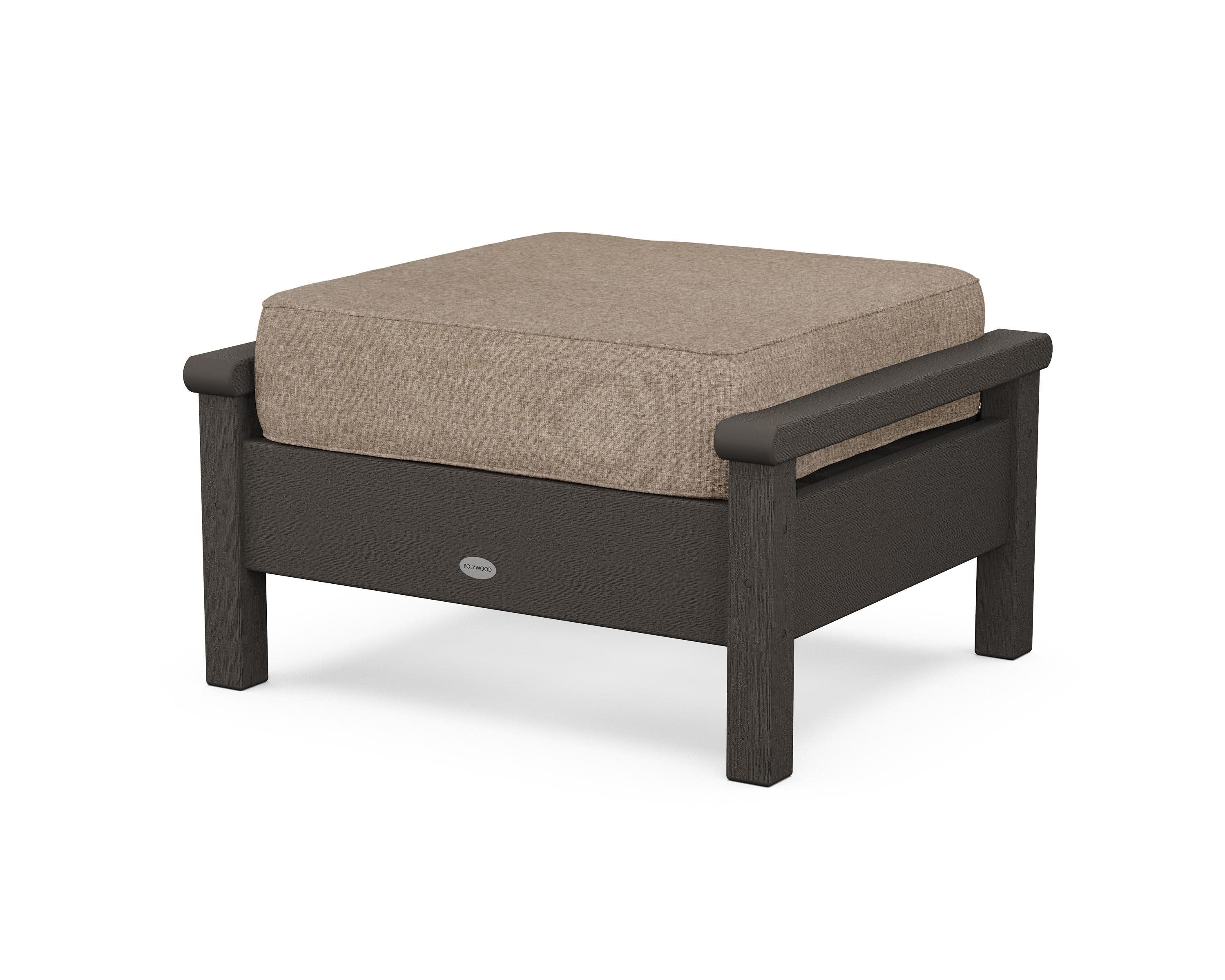 Harbour Deep Seating Ottoman in Vintage Coffee / Spiced Burlap