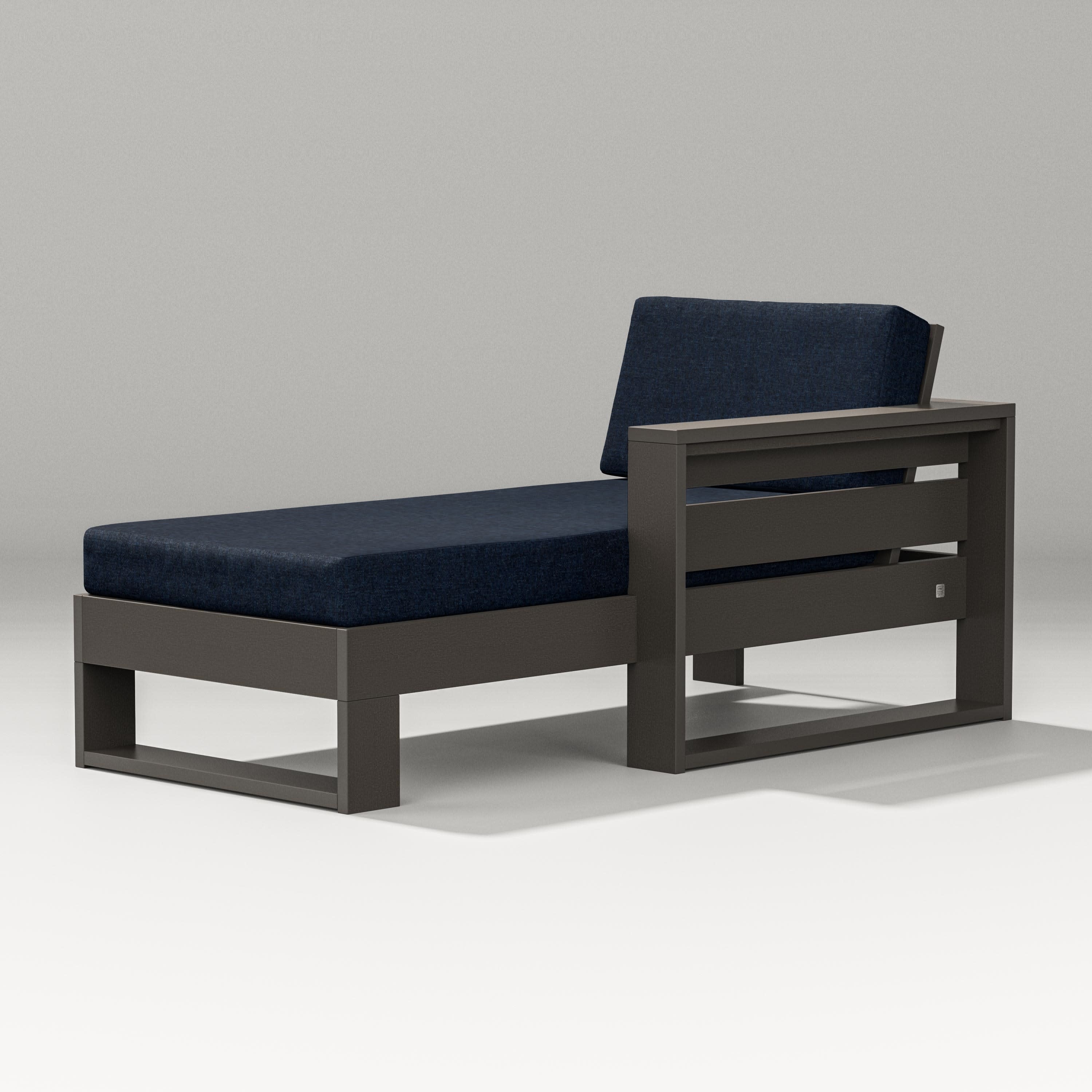 Latitude Modular Right Arm Chaise in Vintage Coffee / Marine Indigo