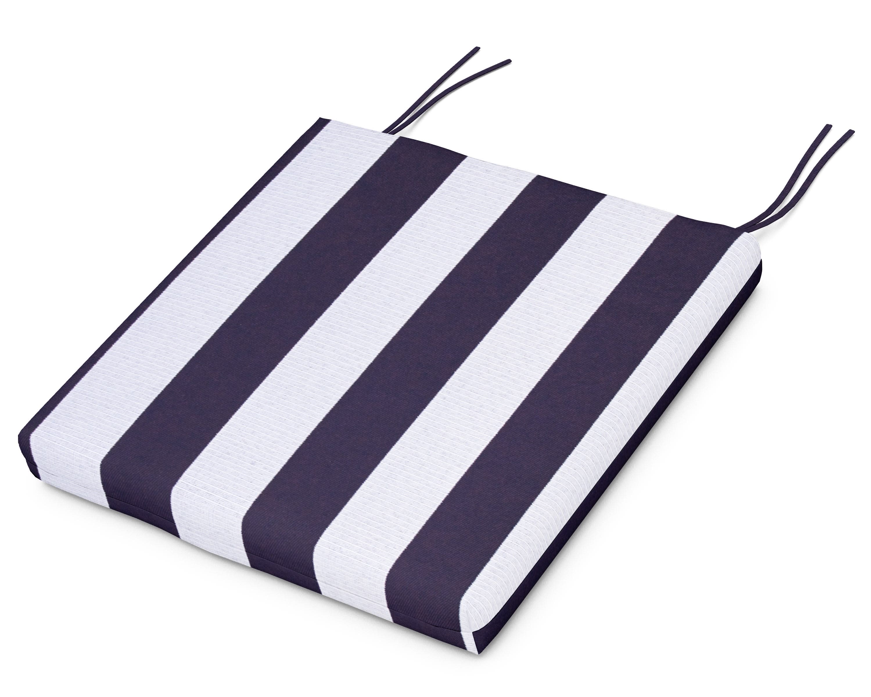Standard Seat Cushion 17"D x 18.5"W x 2.5"H in Cabana Stripe Navy