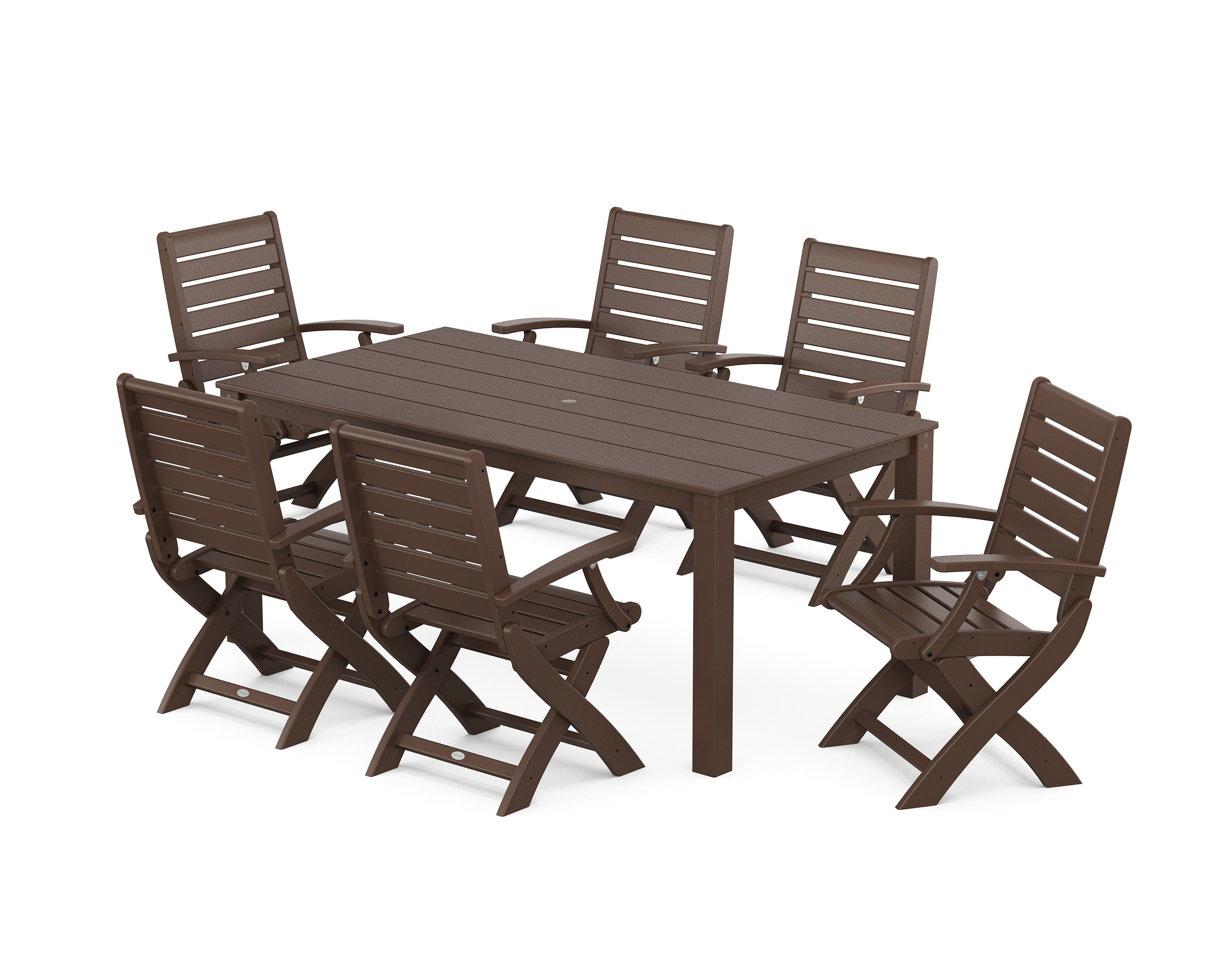 Signature Folding Chair 7-Piece Parsons Dining Set in Mahogany