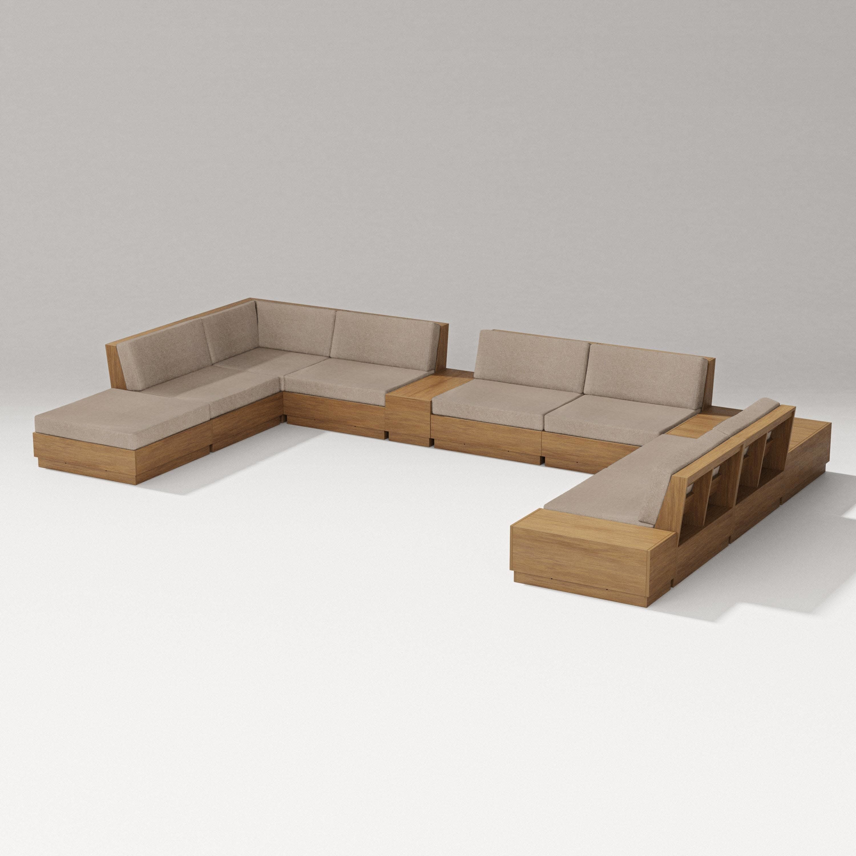 Elevate 11-Piece Conversation Sectional Set in Natural / Spiced Burlap