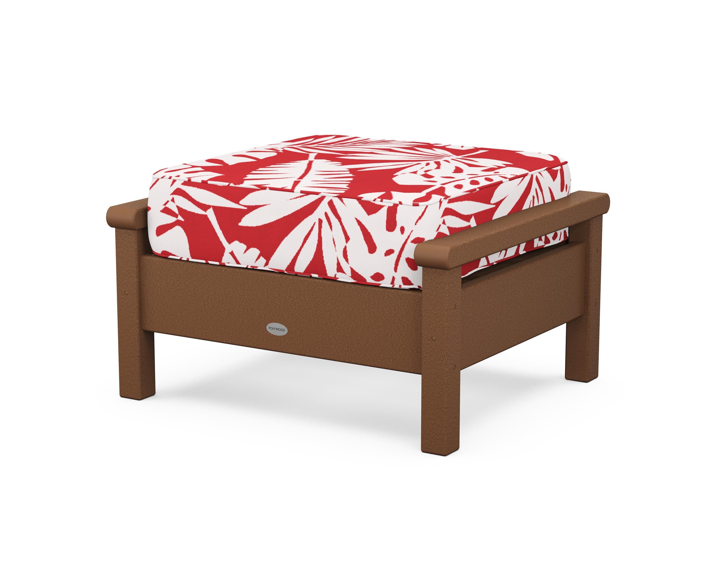 Harbour Deep Seating Ottoman in Teak / Leaf Crimson