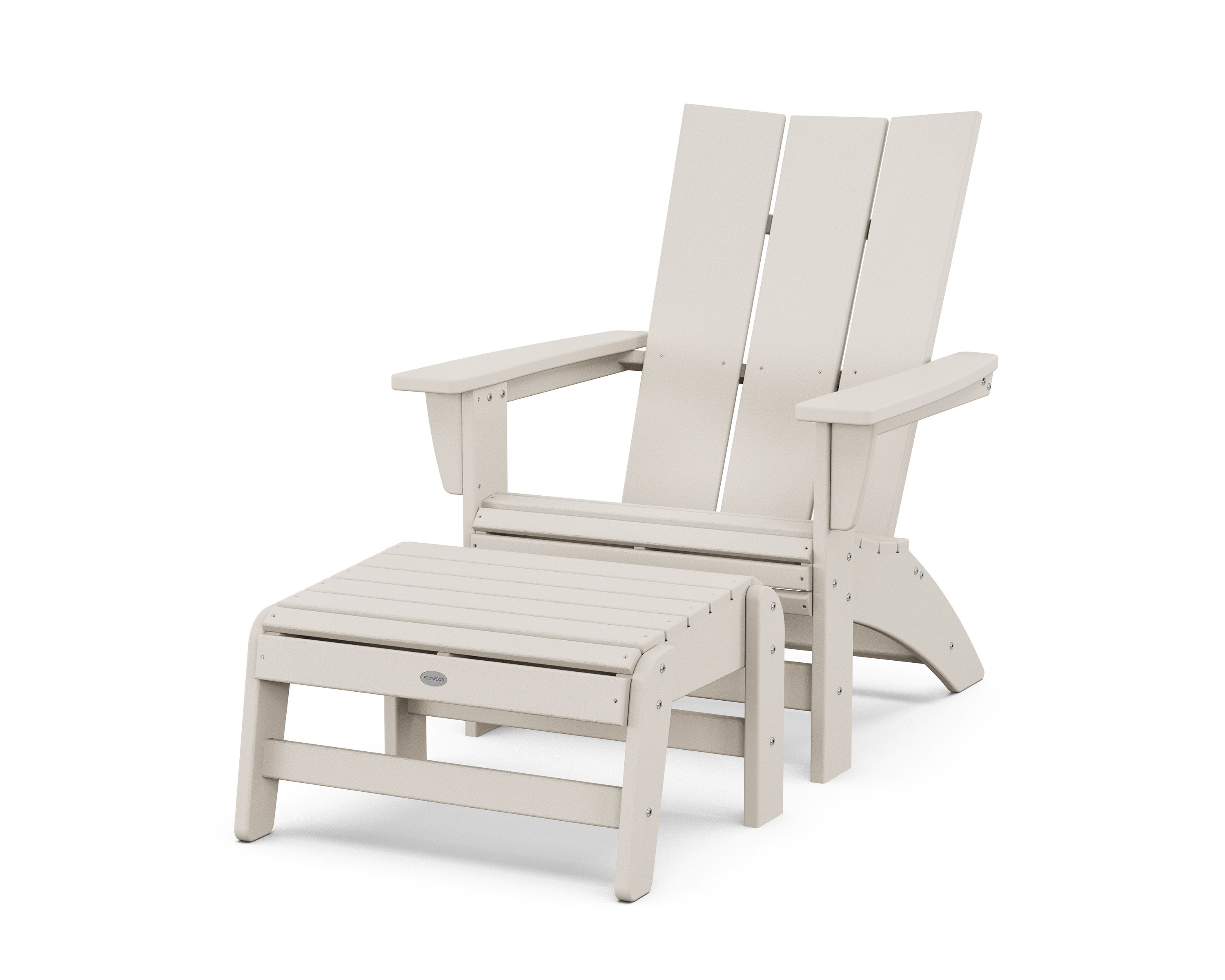 Modern Grand Adirondack Chair with Ottoman in Sand