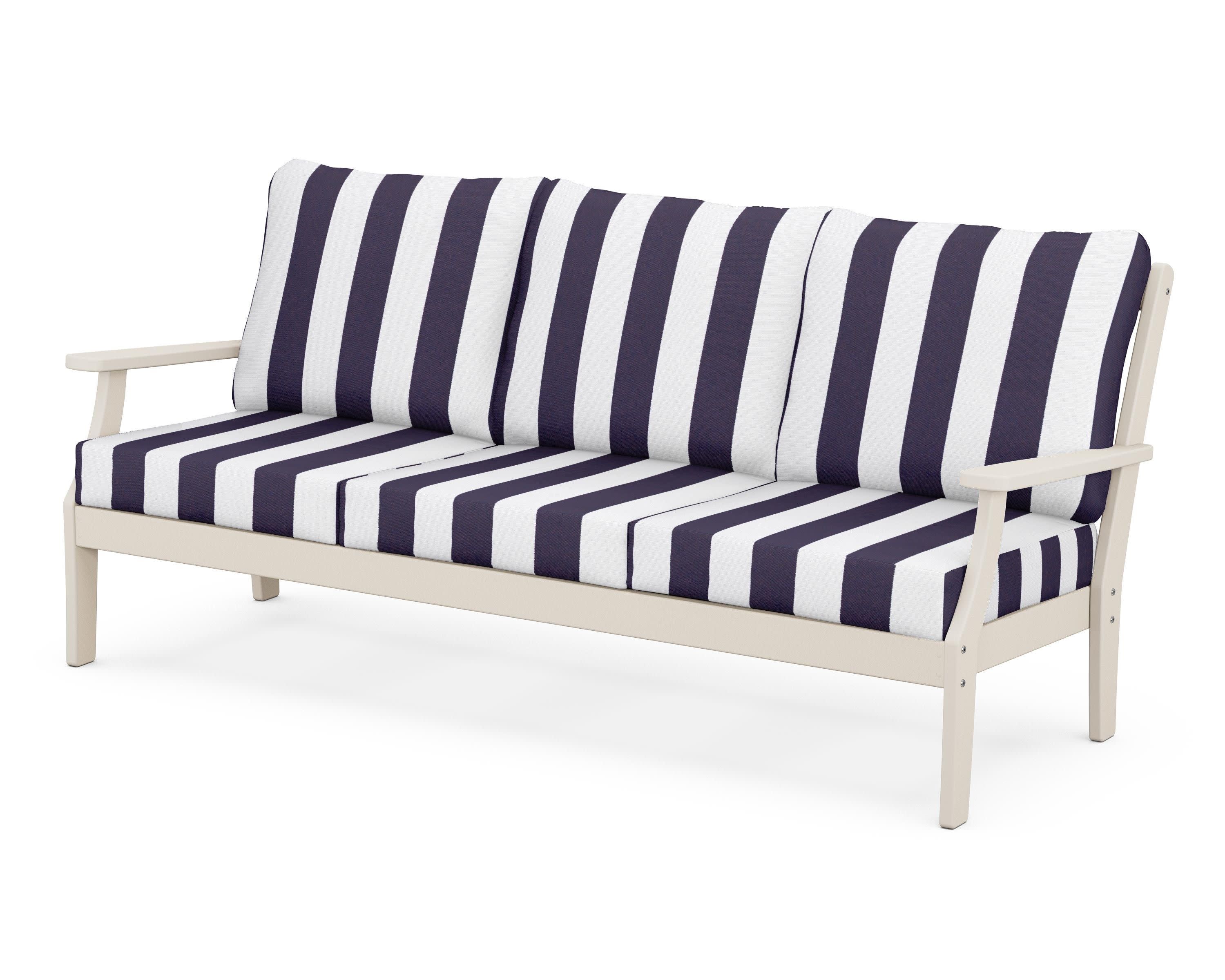 Braxton Deep Seating Sofa in Sand / Cabana Stripe Navy