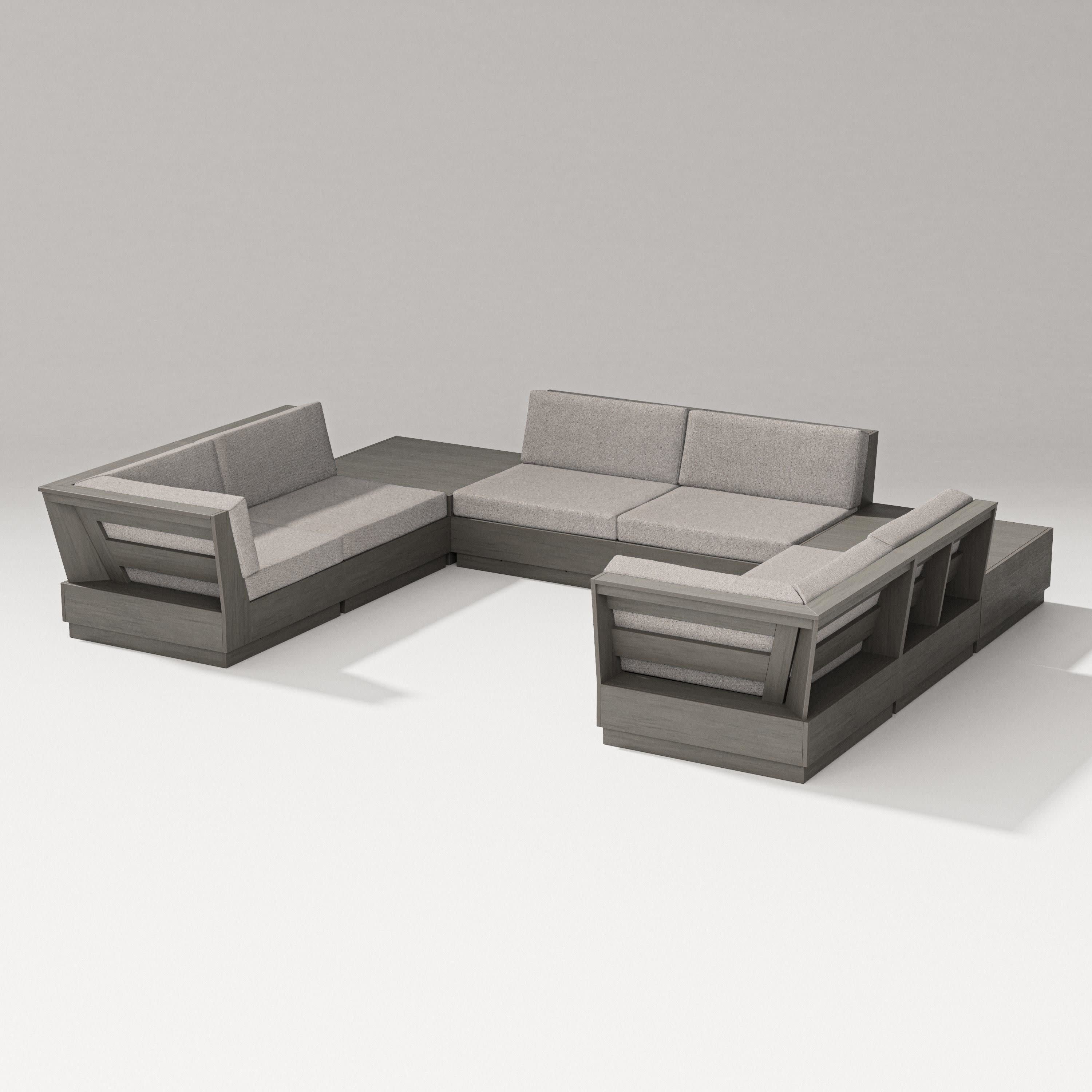 Elevate 8-Piece U-Shaped Sectional in Driftwood / Weathered Tweed
