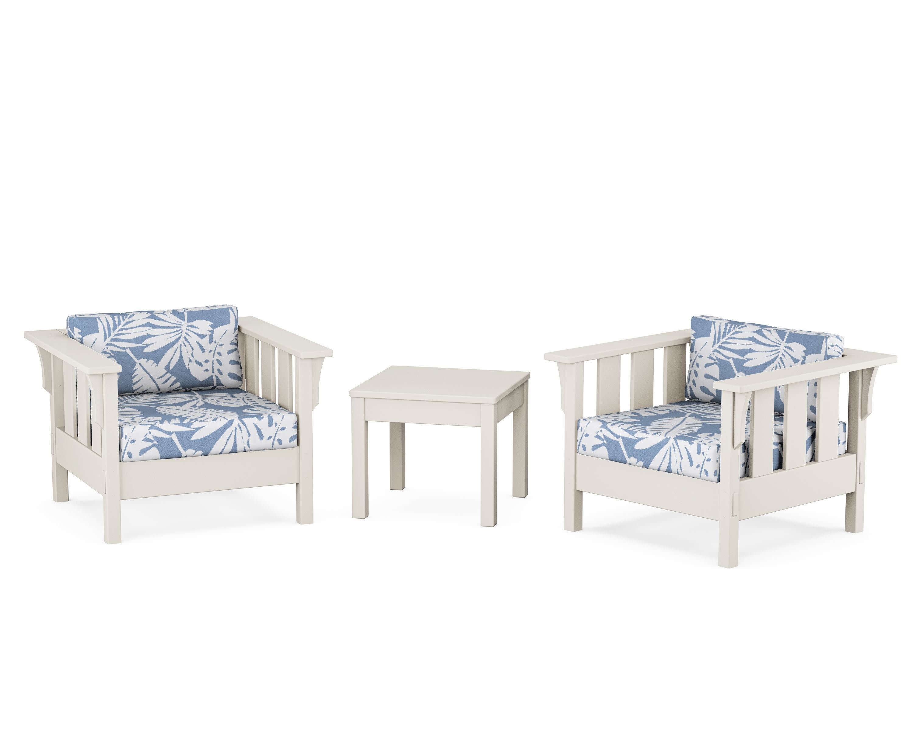 Acadia 3-Piece Deep Seating Set in Sand / Leaf Sky Blue