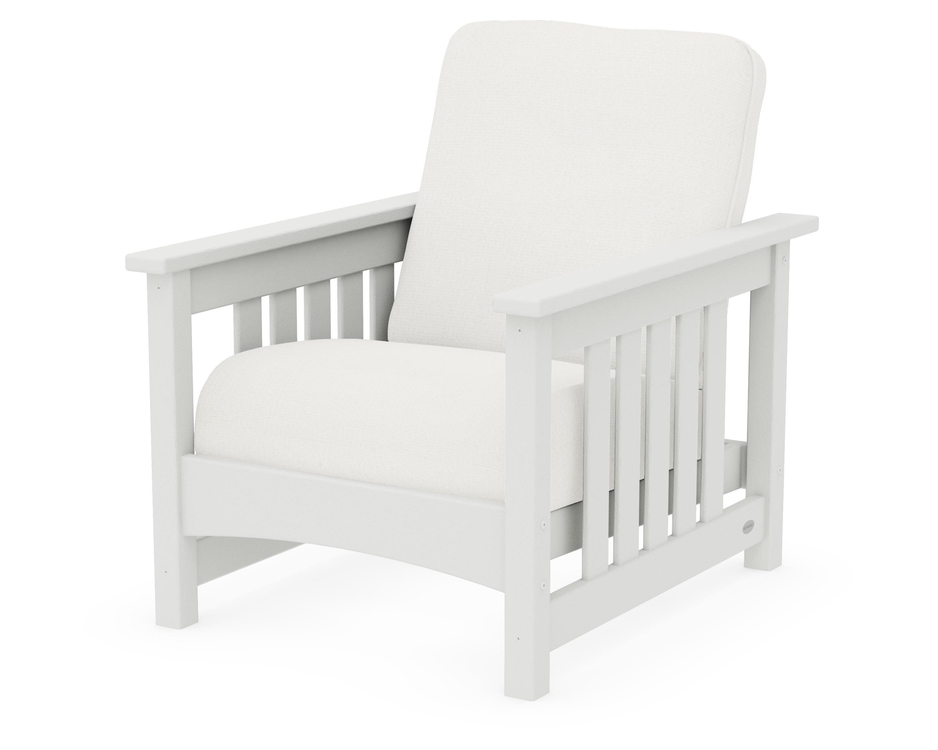 Club Mission Chair in Vintage White / Natural Linen
