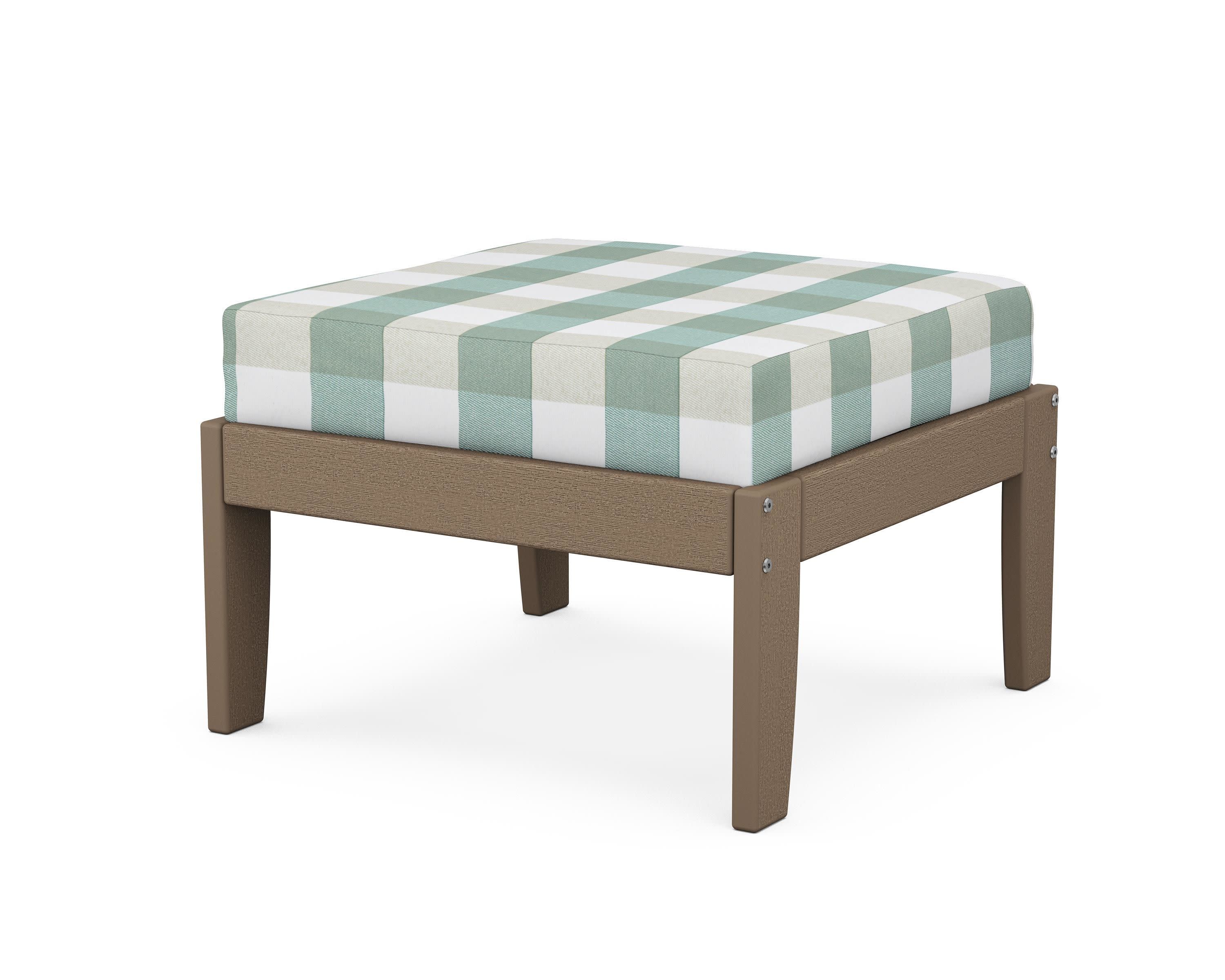 Modular Ottoman - Classic in Vintage Sahara / Buffalo Plaid Glacier Spa