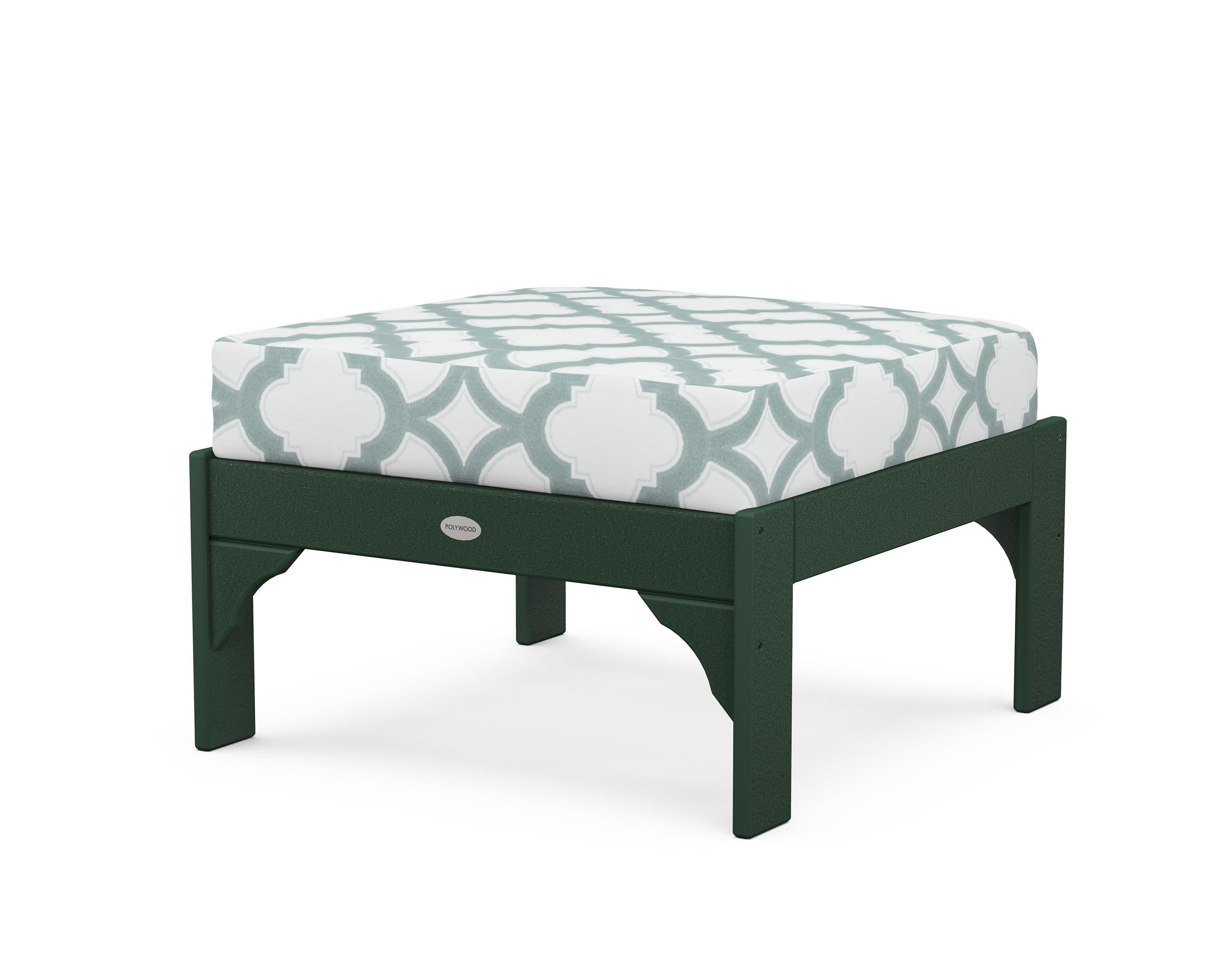 Vineyard Deep Seating Ottoman in Green / Trellis Glacier Spa