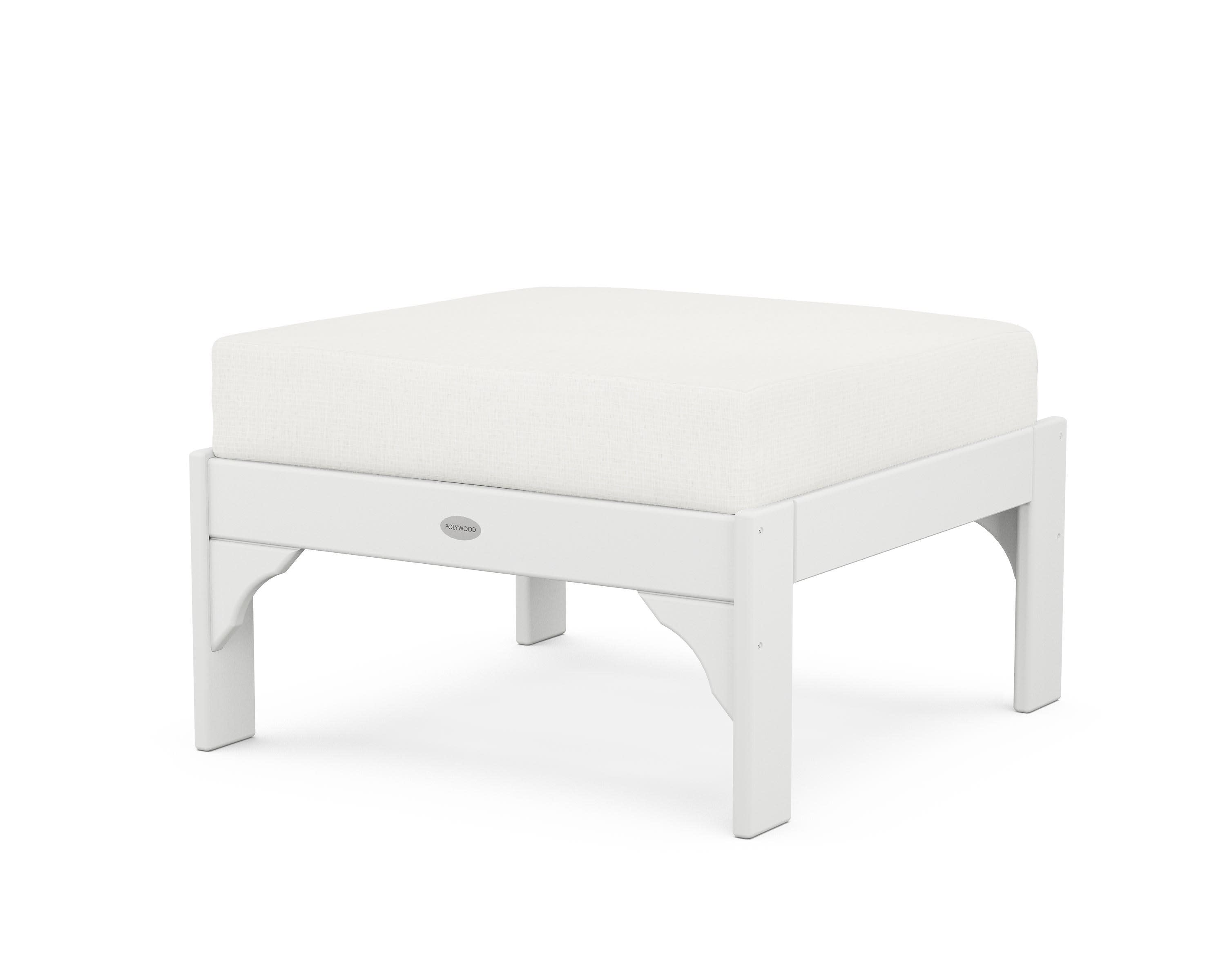 Vineyard Deep Seating Ottoman in White / Natural Linen