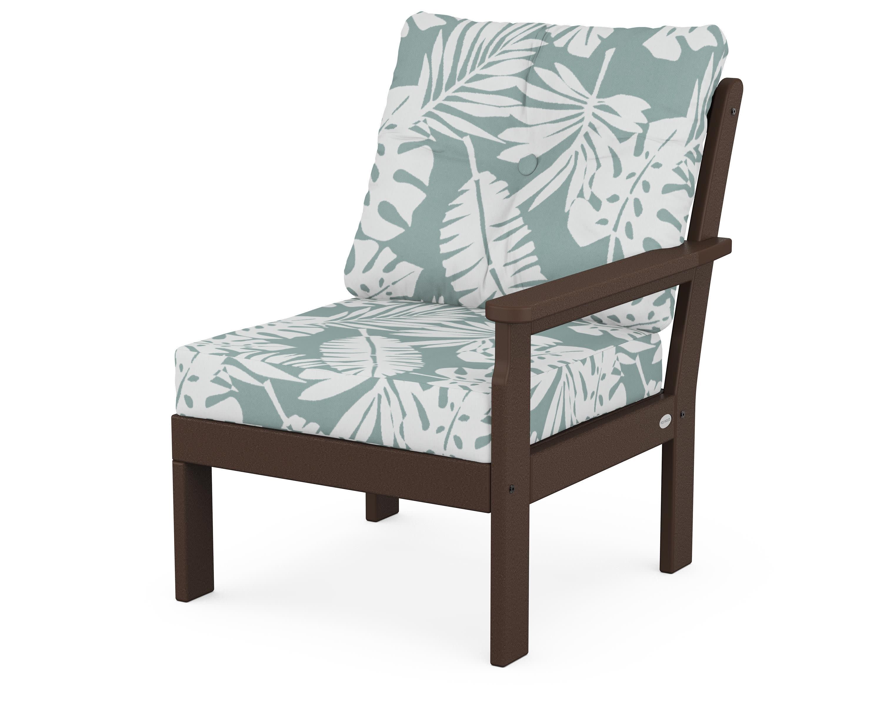 Vineyard Modular Right Arm Chair in Mahogany / Leaf Glacier Spa