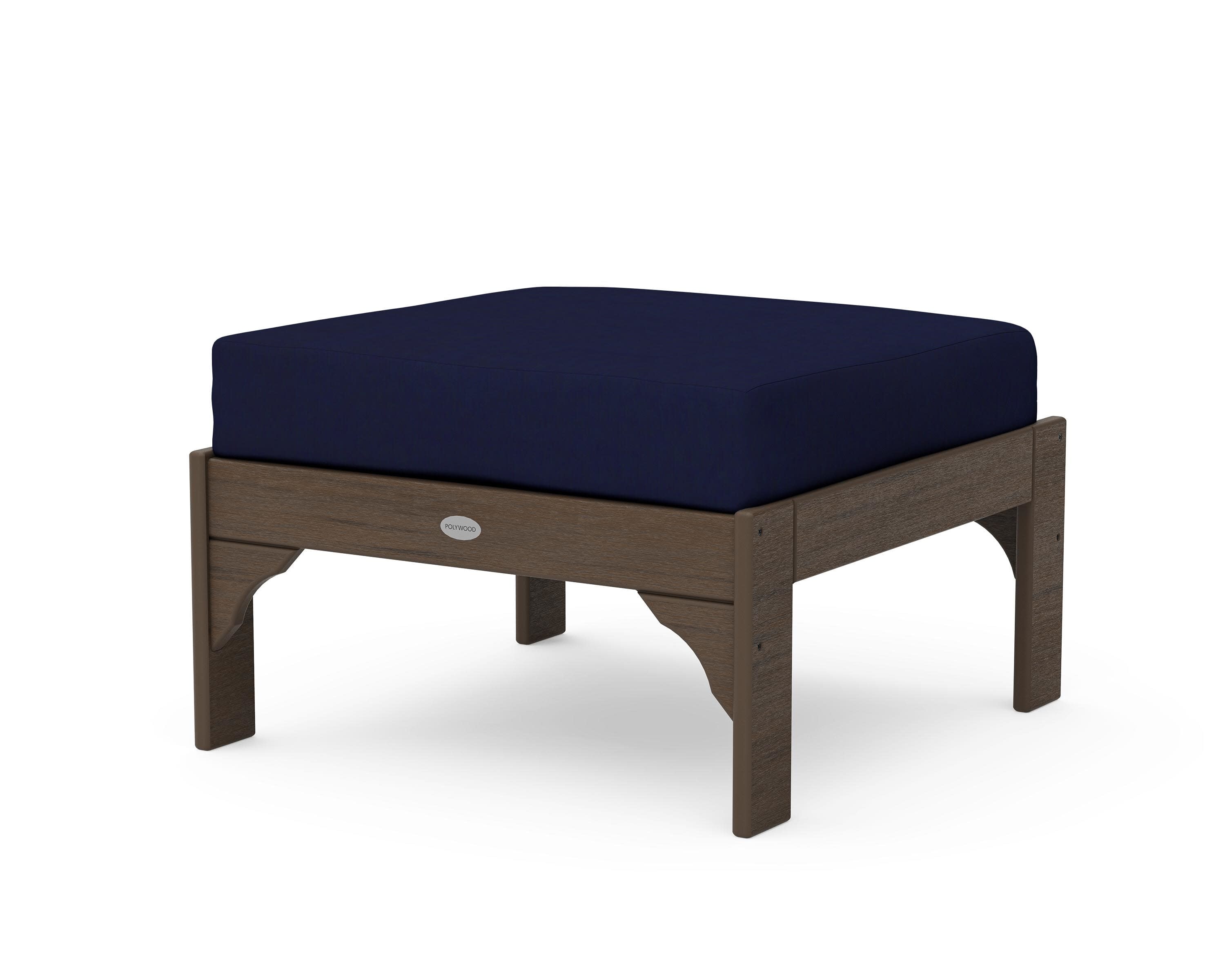 Vineyard Deep Seating Ottoman in Kona / Navy