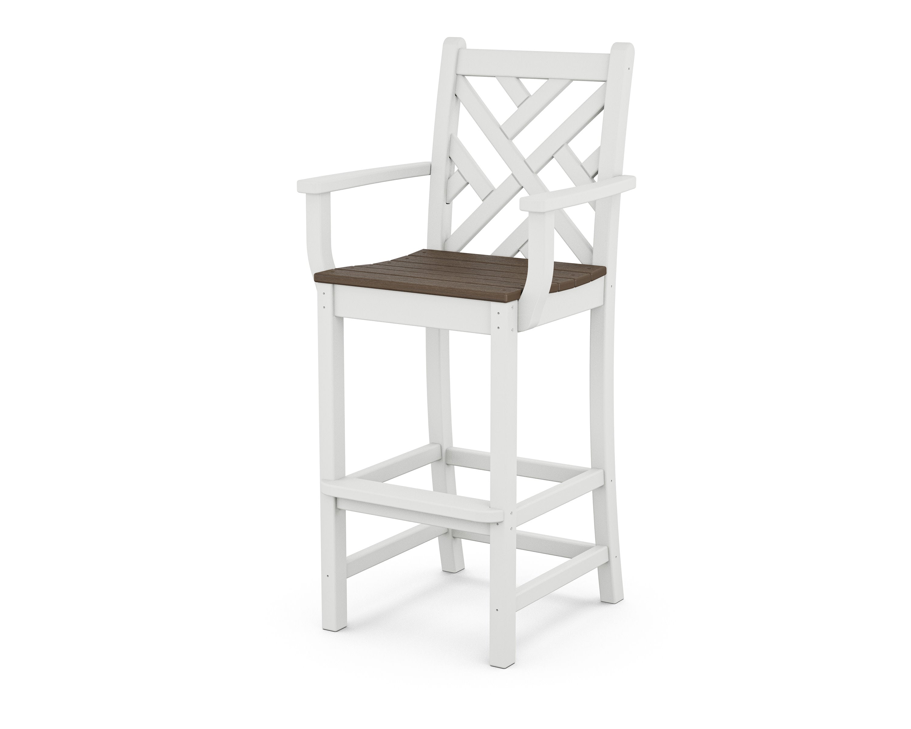 Chippendale Bar Arm Chair in White / Kona