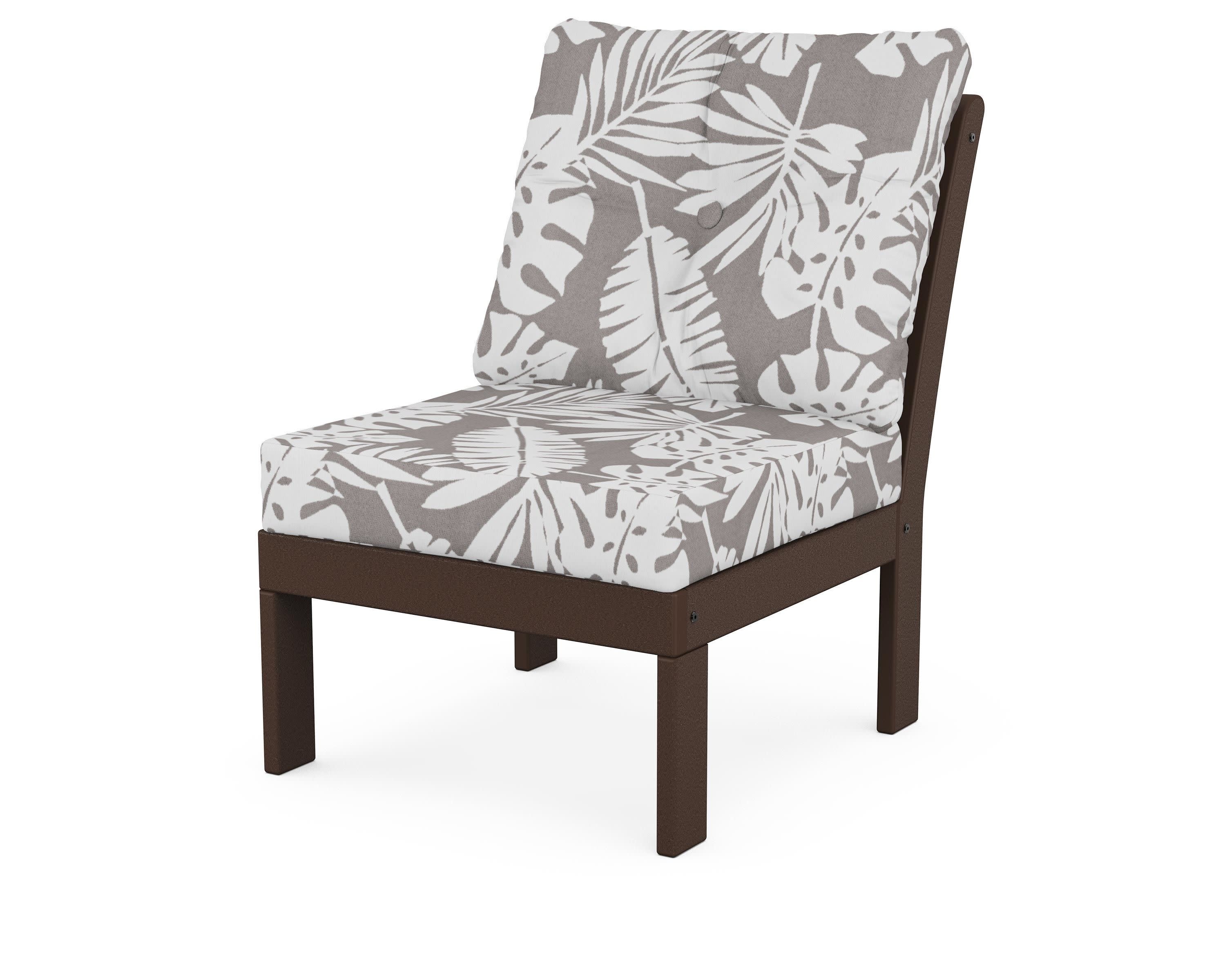 Vineyard Modular Armless Chair in Mahogany / Leaf Grey Mist