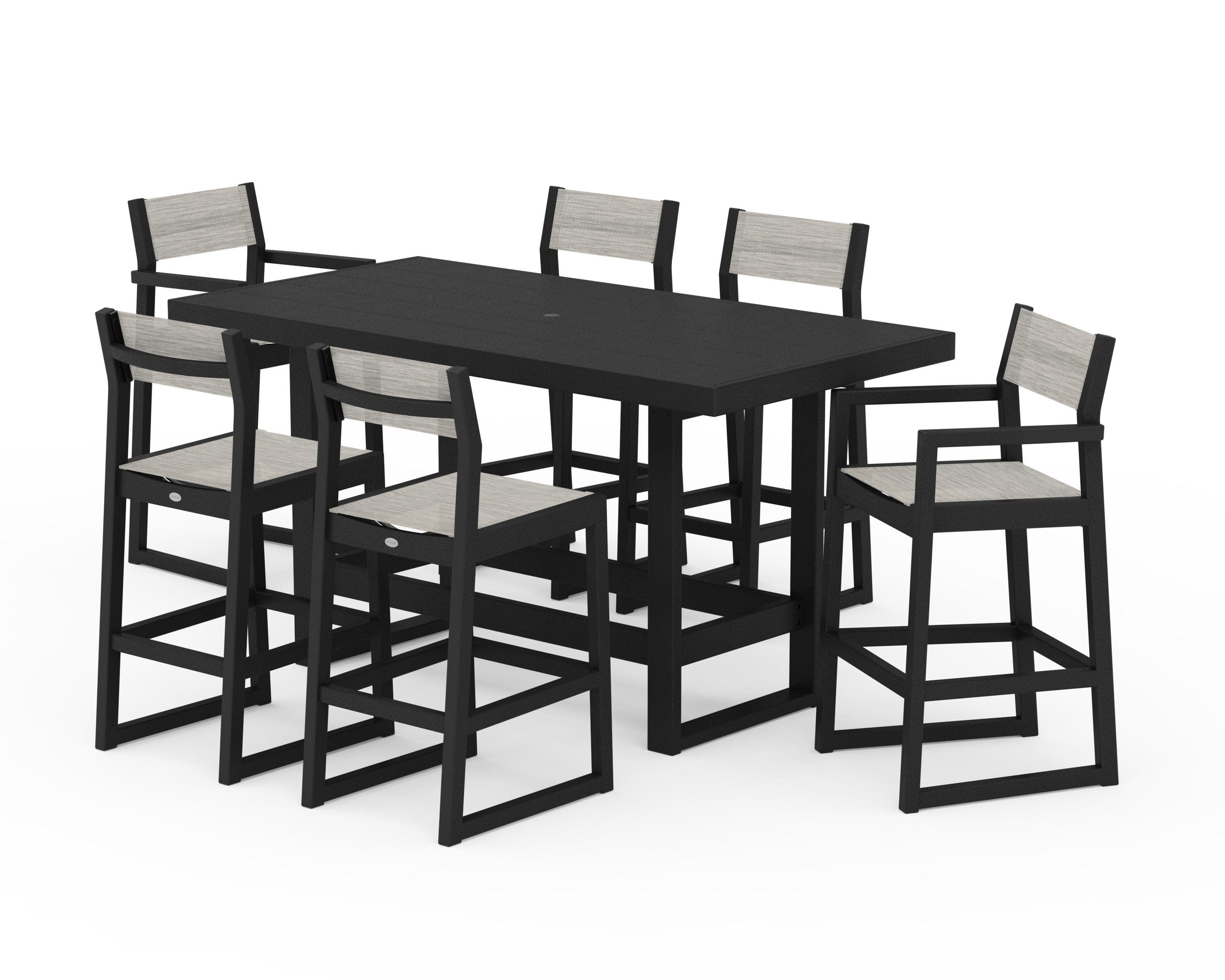 EDGE Sling 7-Piece Bar Table Set in Black / Birch Sling