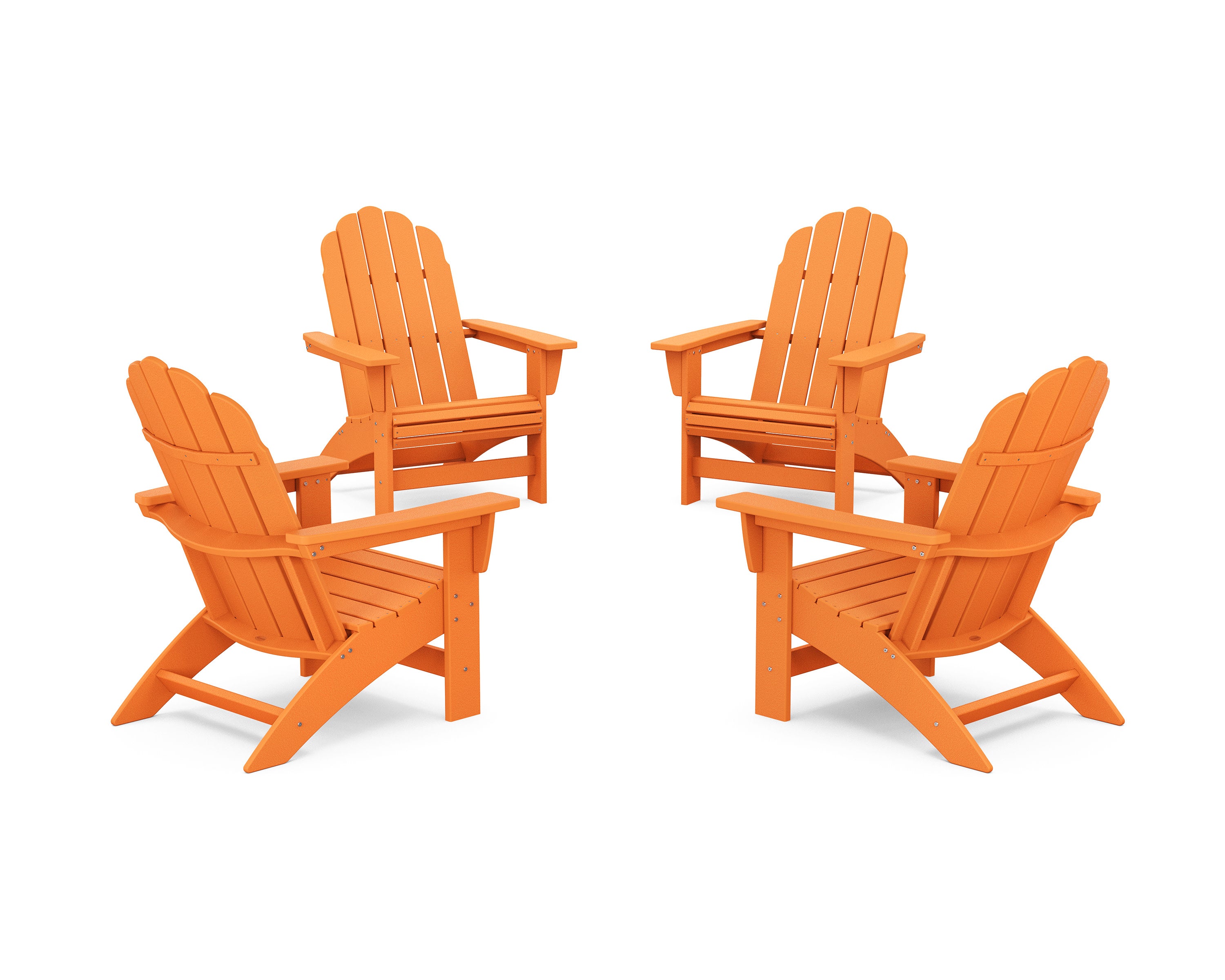 4-Piece Vineyard Grand Adirondack Chair Conversation Set in Tangerine