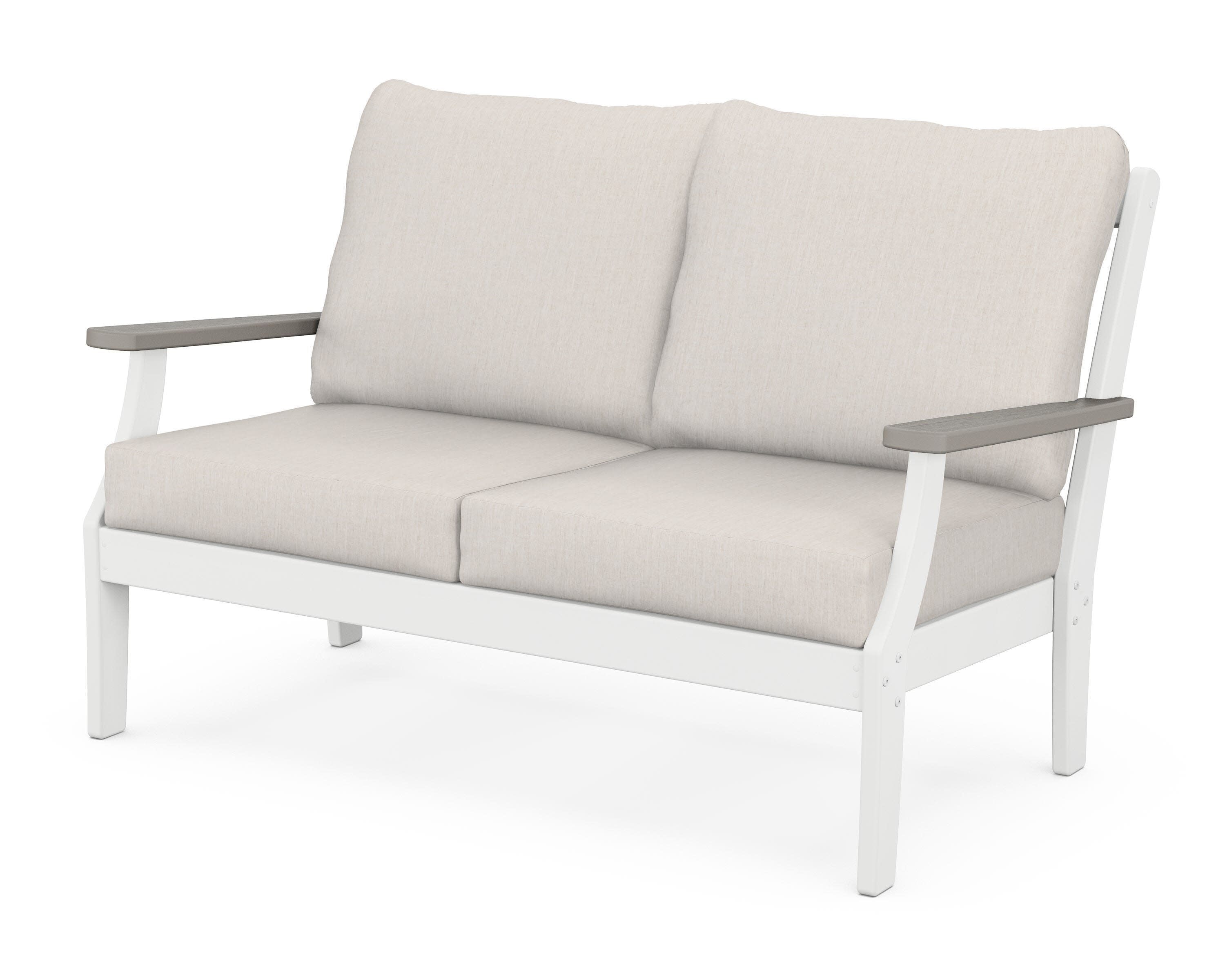 Braxton Deep Seating Loveseat in White / Driftwood / Cast Ash