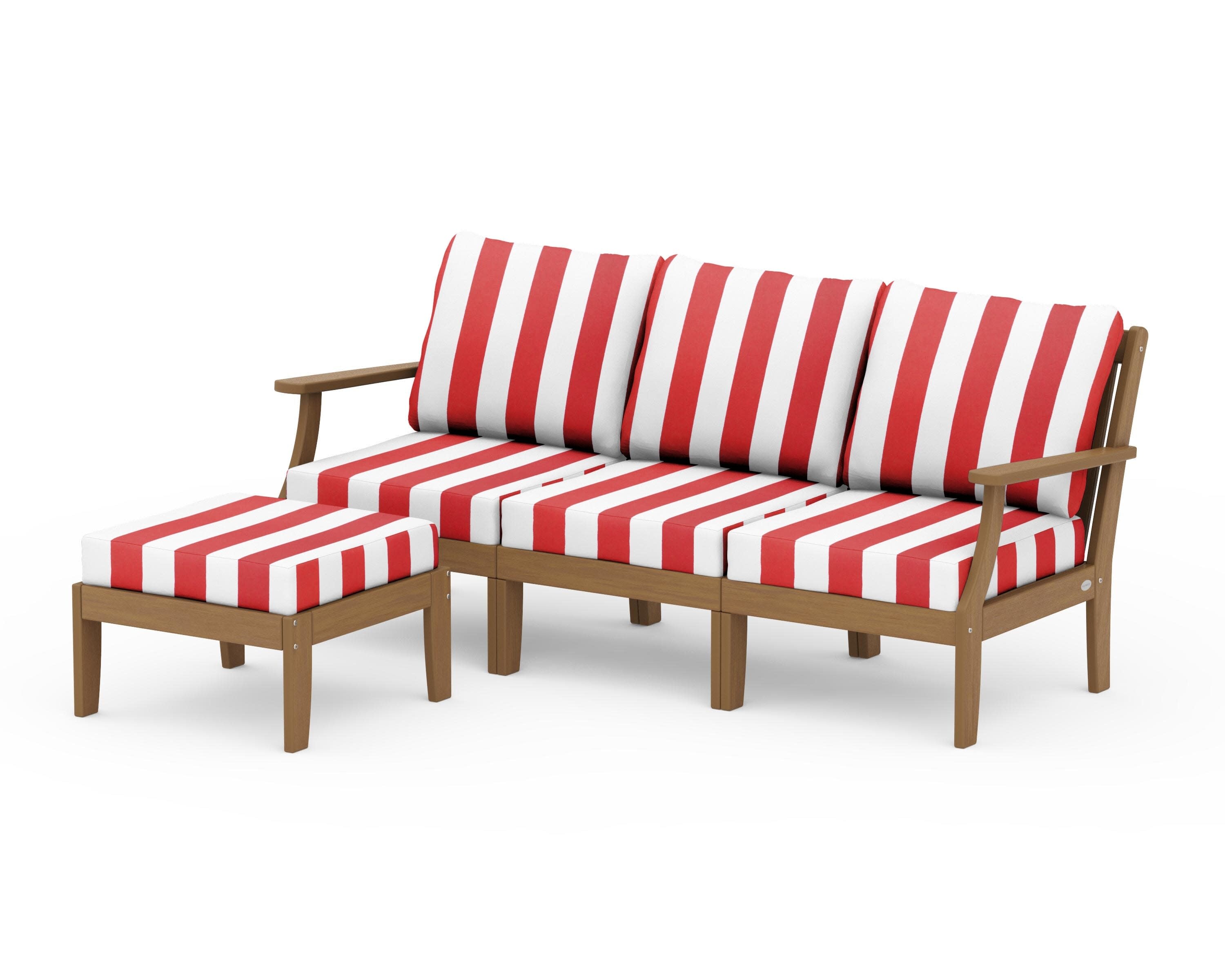 Braxton Modular 4-Piece Deep Seating Set with Ottoman in Natural / Cabana Stripe Crimson