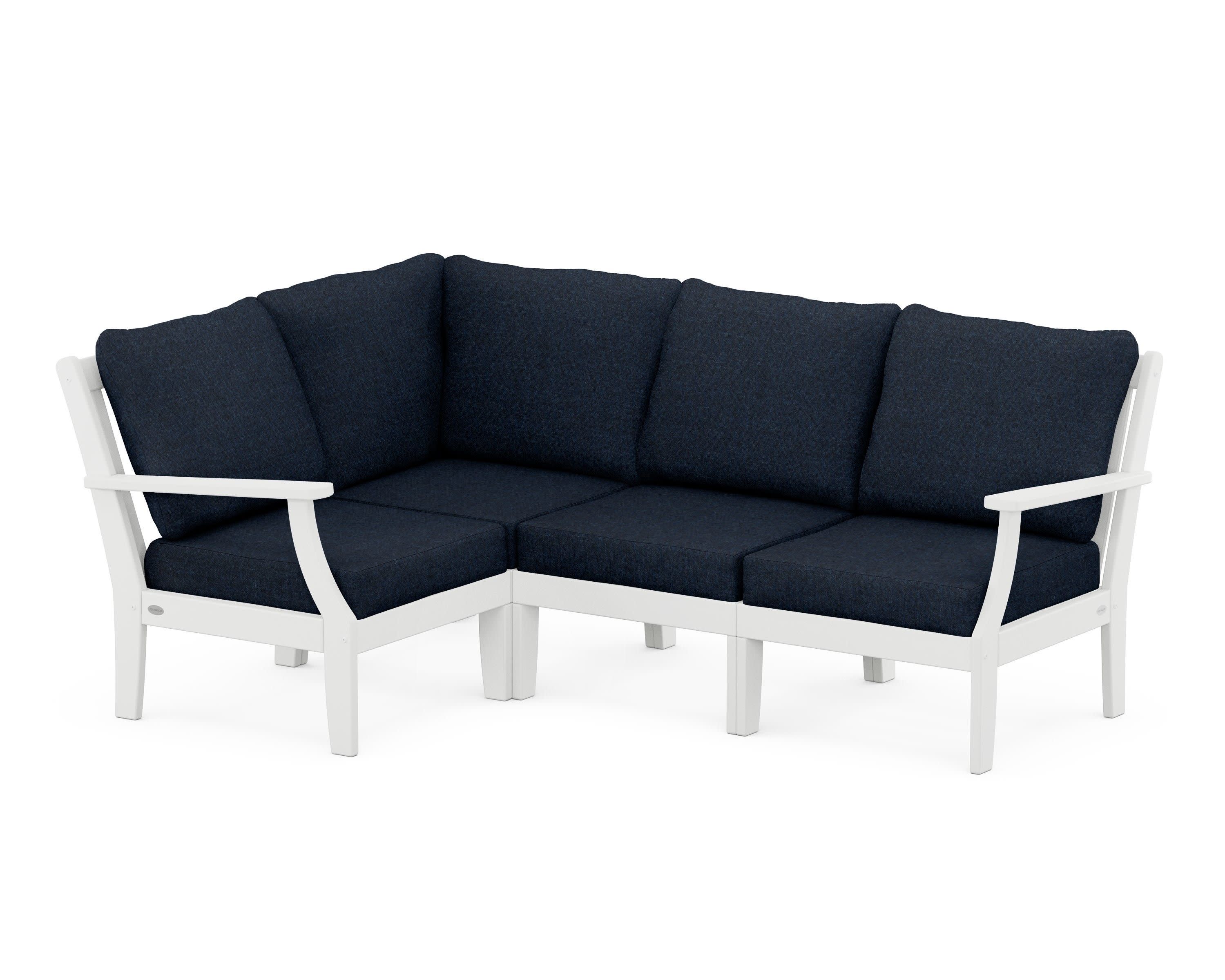 Braxton Modular 4-Piece Deep Seating Set in White / Marine Indigo