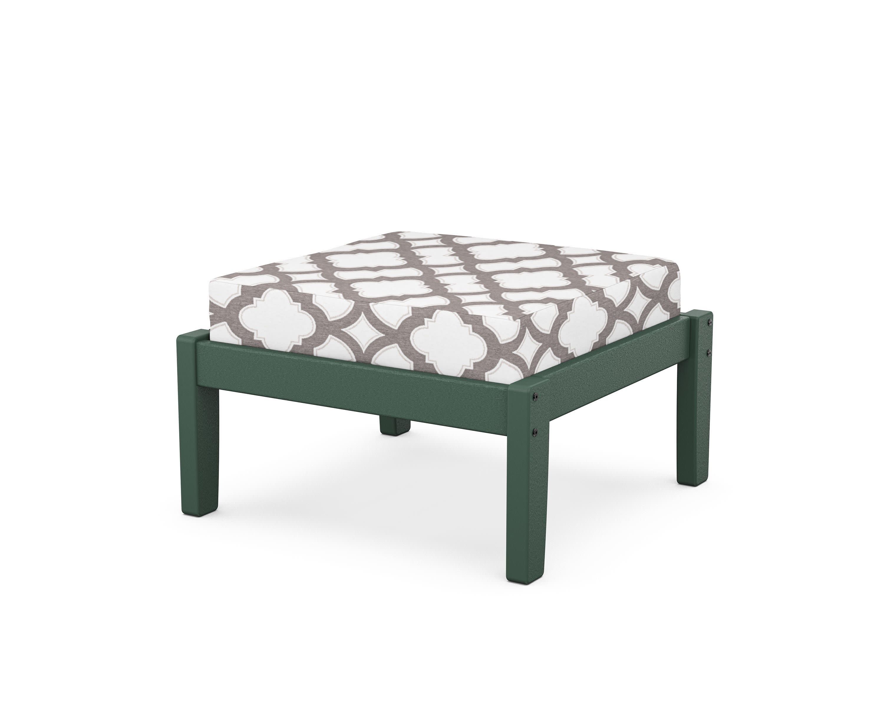 Deep Seating Ottoman in Green / Trellis Grey Mist