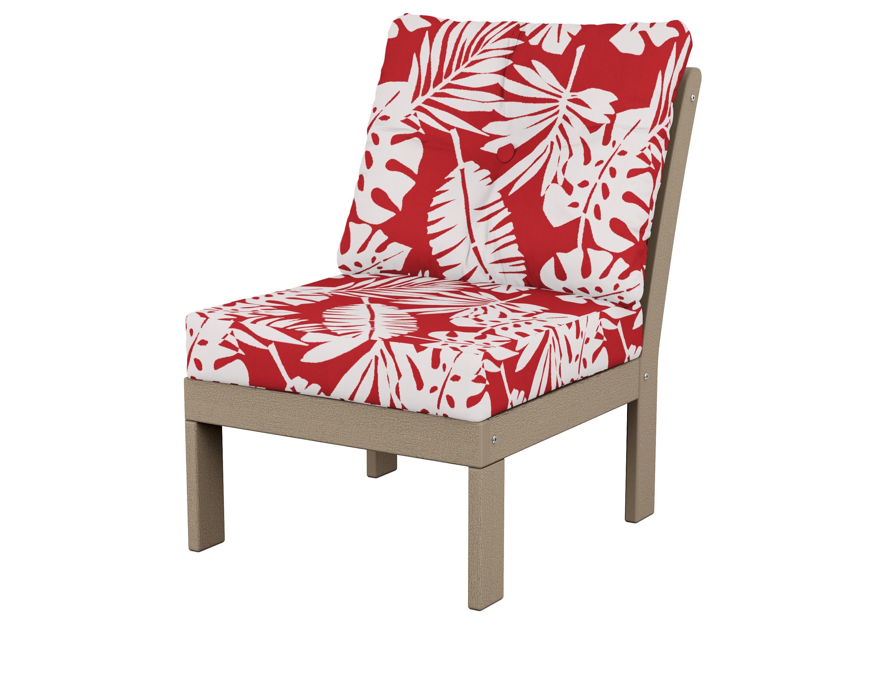 Vineyard Modular Armless Chair in Vintage Sahara / Leaf Crimson