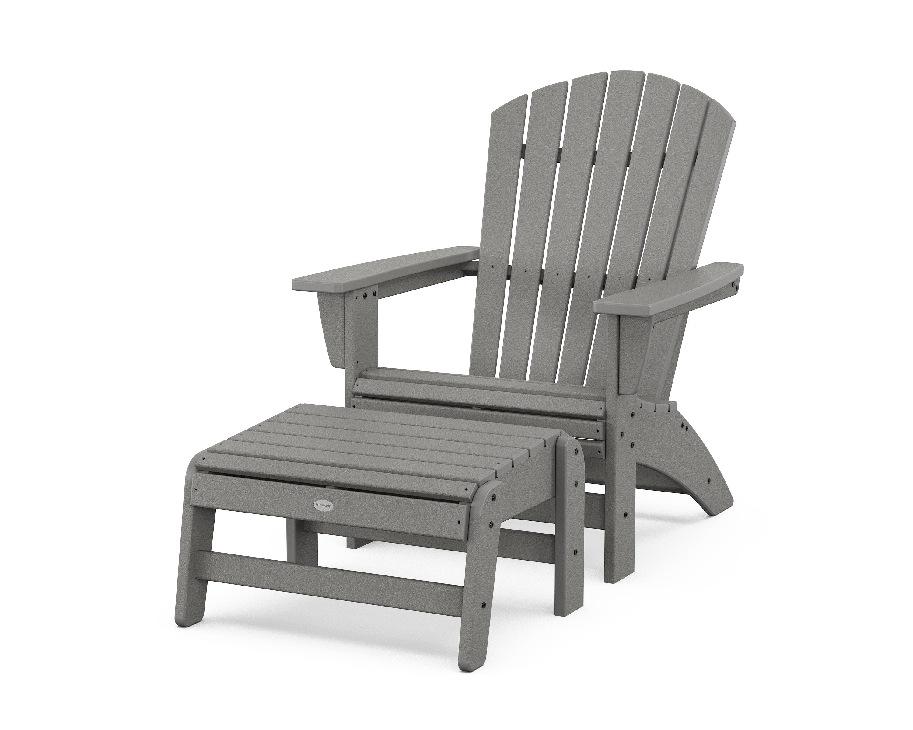 Nautical Grand Adirondack Chair with Ottoman in Slate Grey