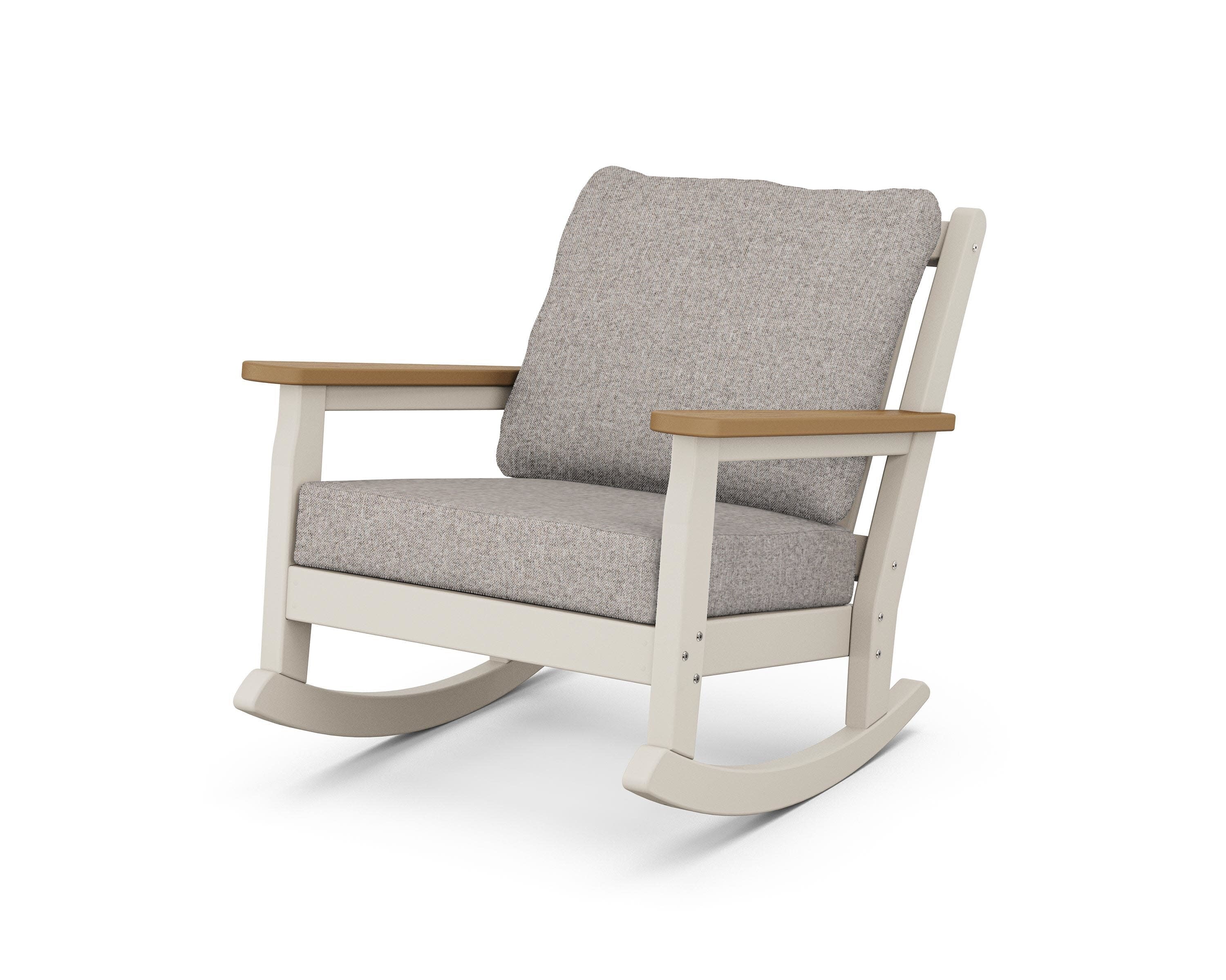 Chippendale Deep Seating Rocking Chair in Sand / Natural / Weathered Tweed