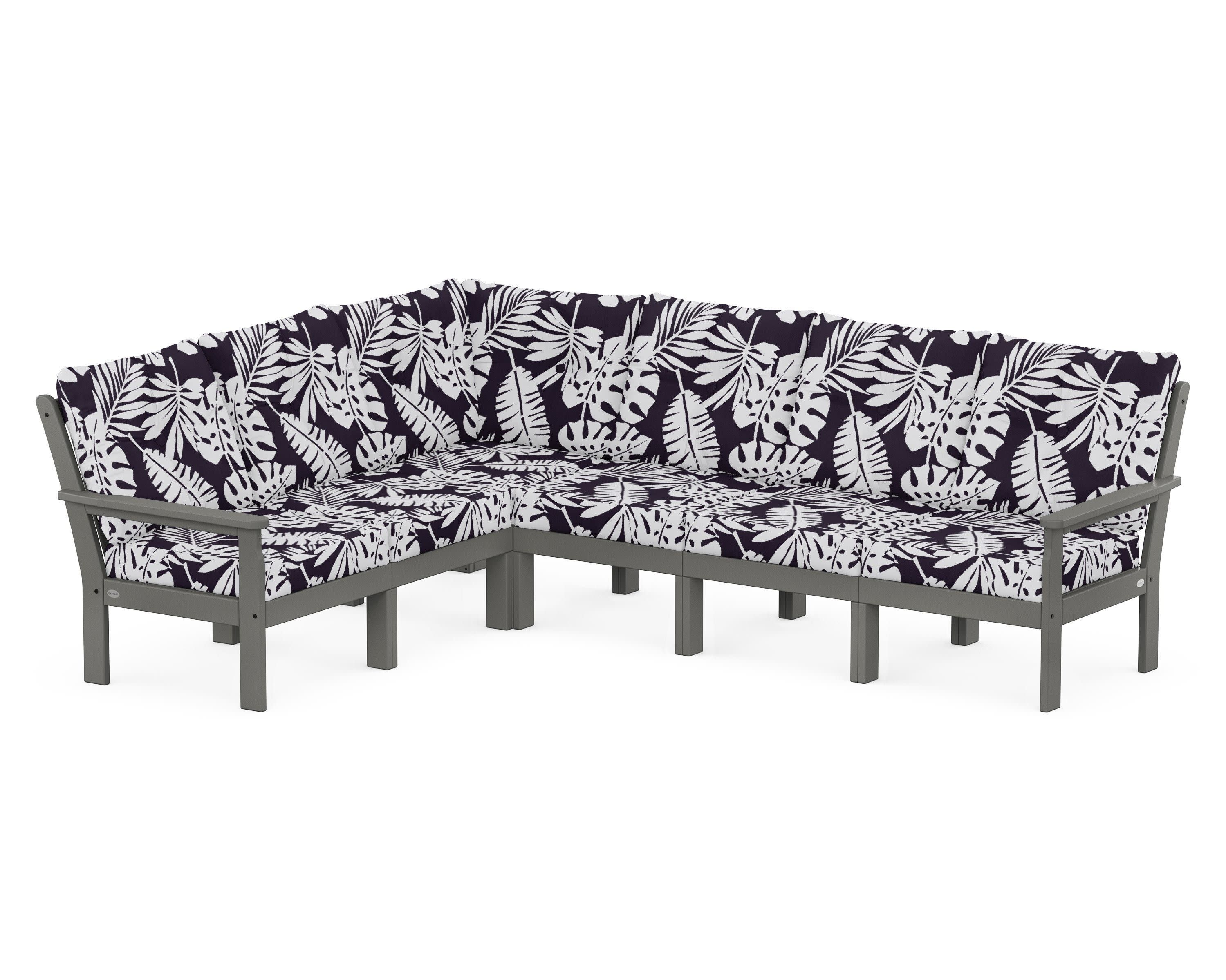 Vineyard 6-Piece Sectional in Slate Grey / Leaf Navy