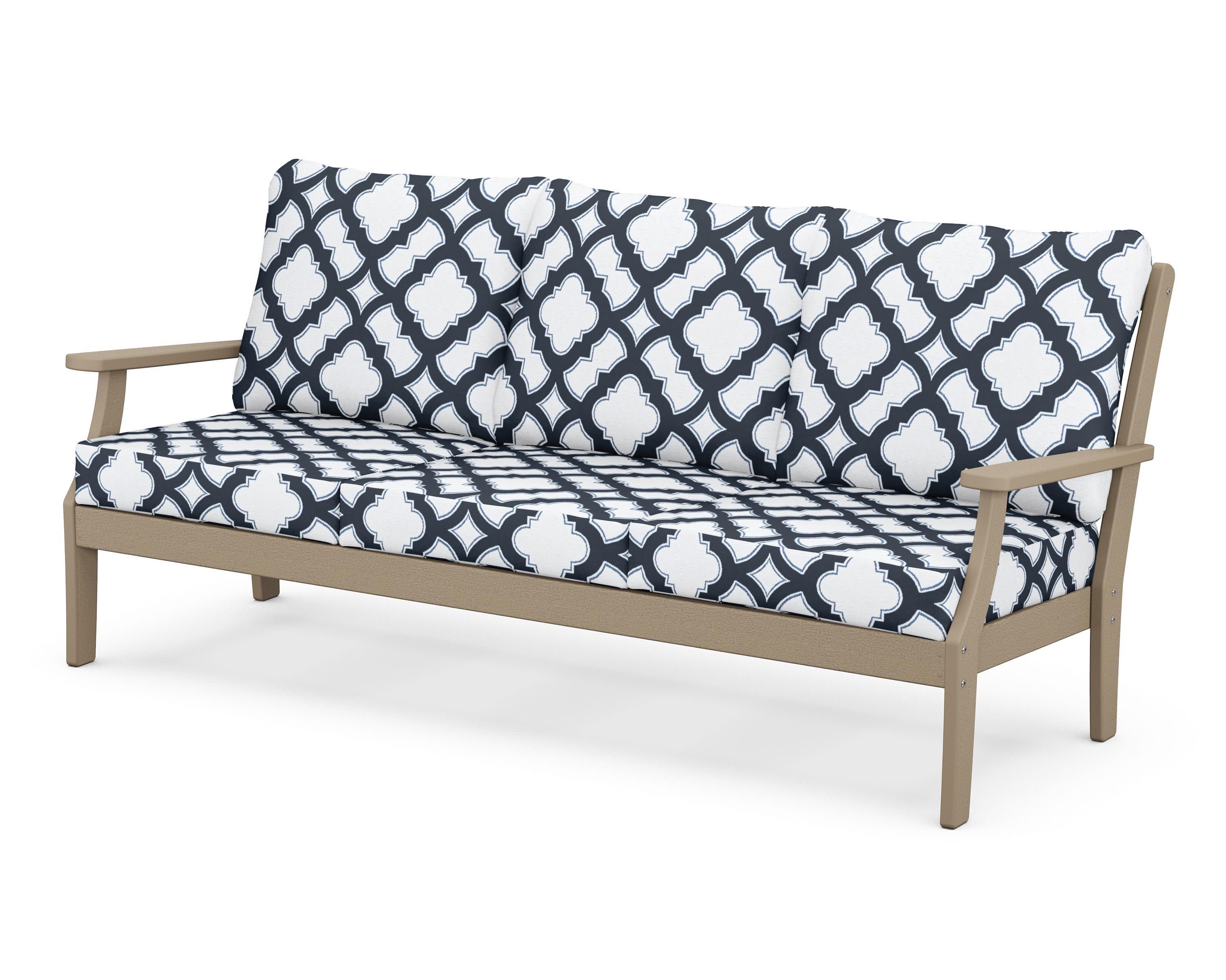 Braxton Deep Seating Sofa in Vintage Sahara / Trellis Marine Indigo
