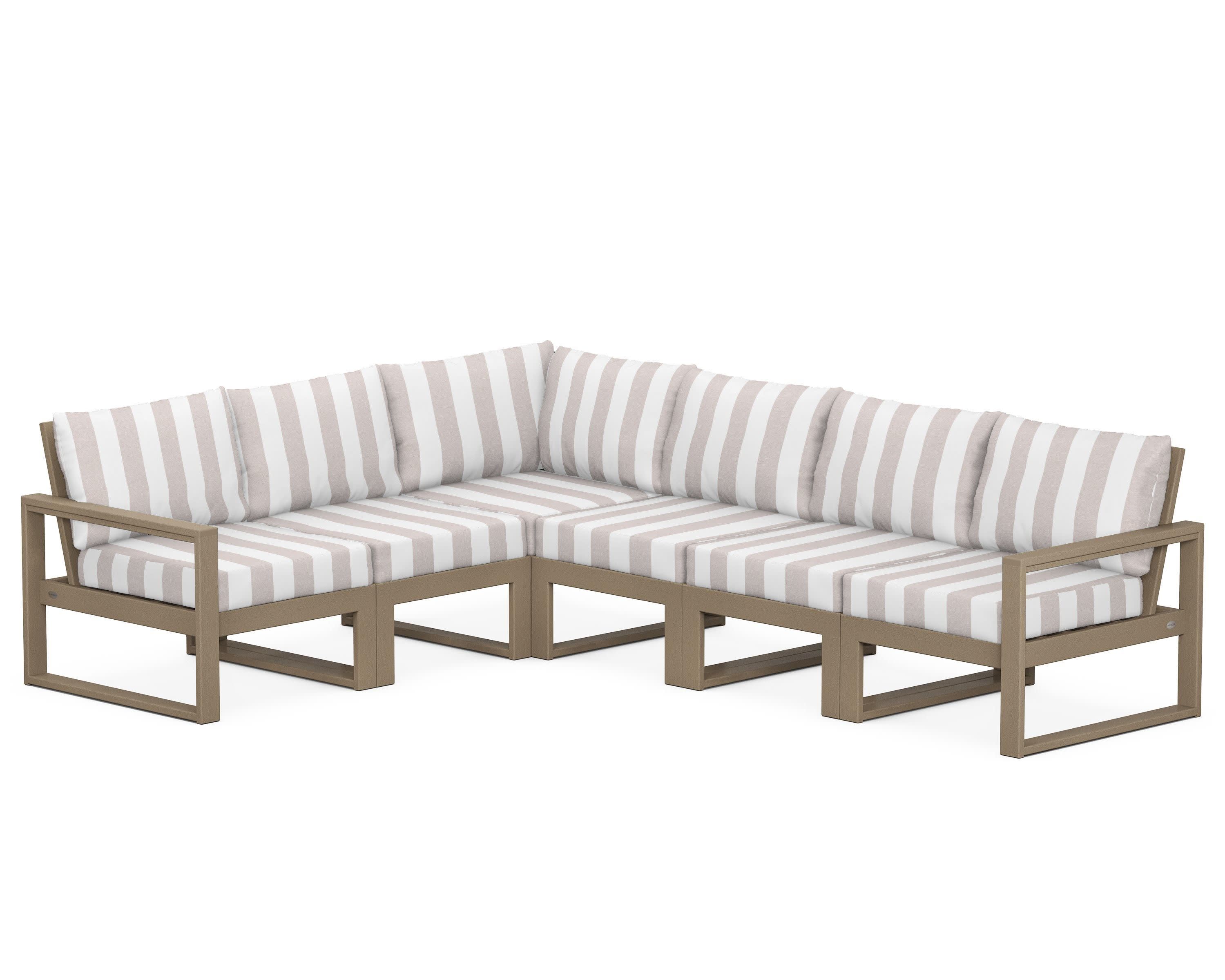 EDGE 6-Piece Modular Deep Seating Set in Vintage Sahara / Cabana Stripe Dune Burlap