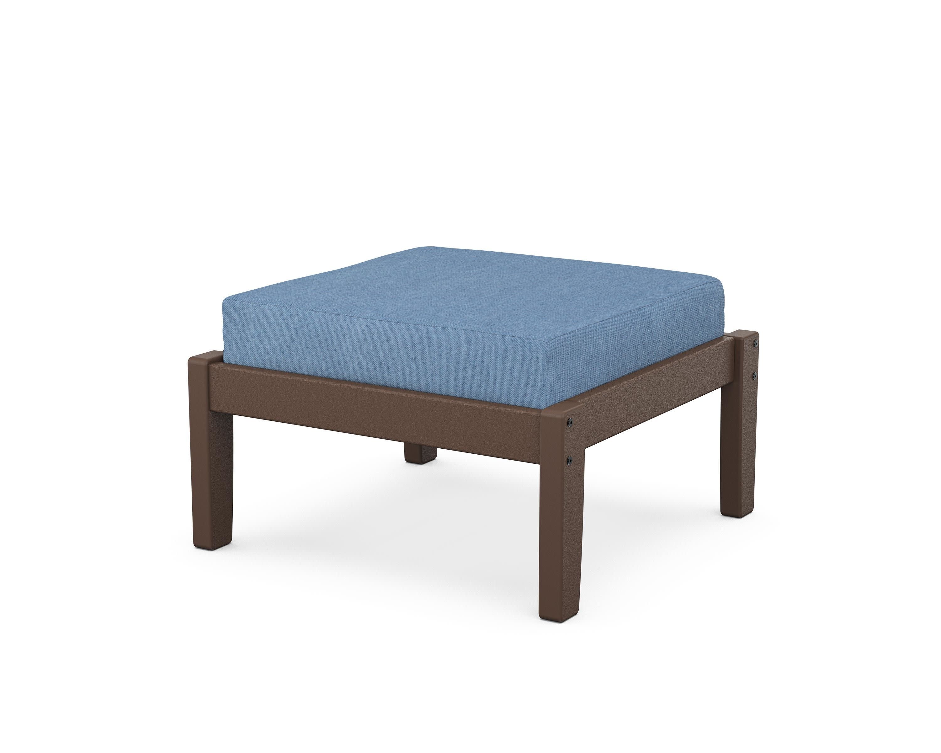 Deep Seating Ottoman in Mahogany / Sky Blue