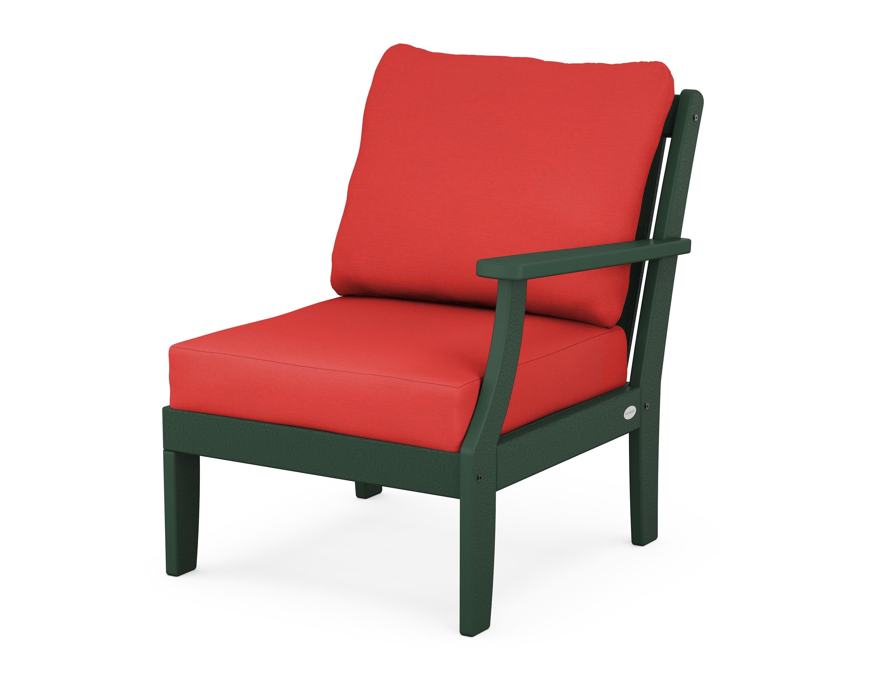Braxton Modular Right Arm Chair in Green / Crimson Linen