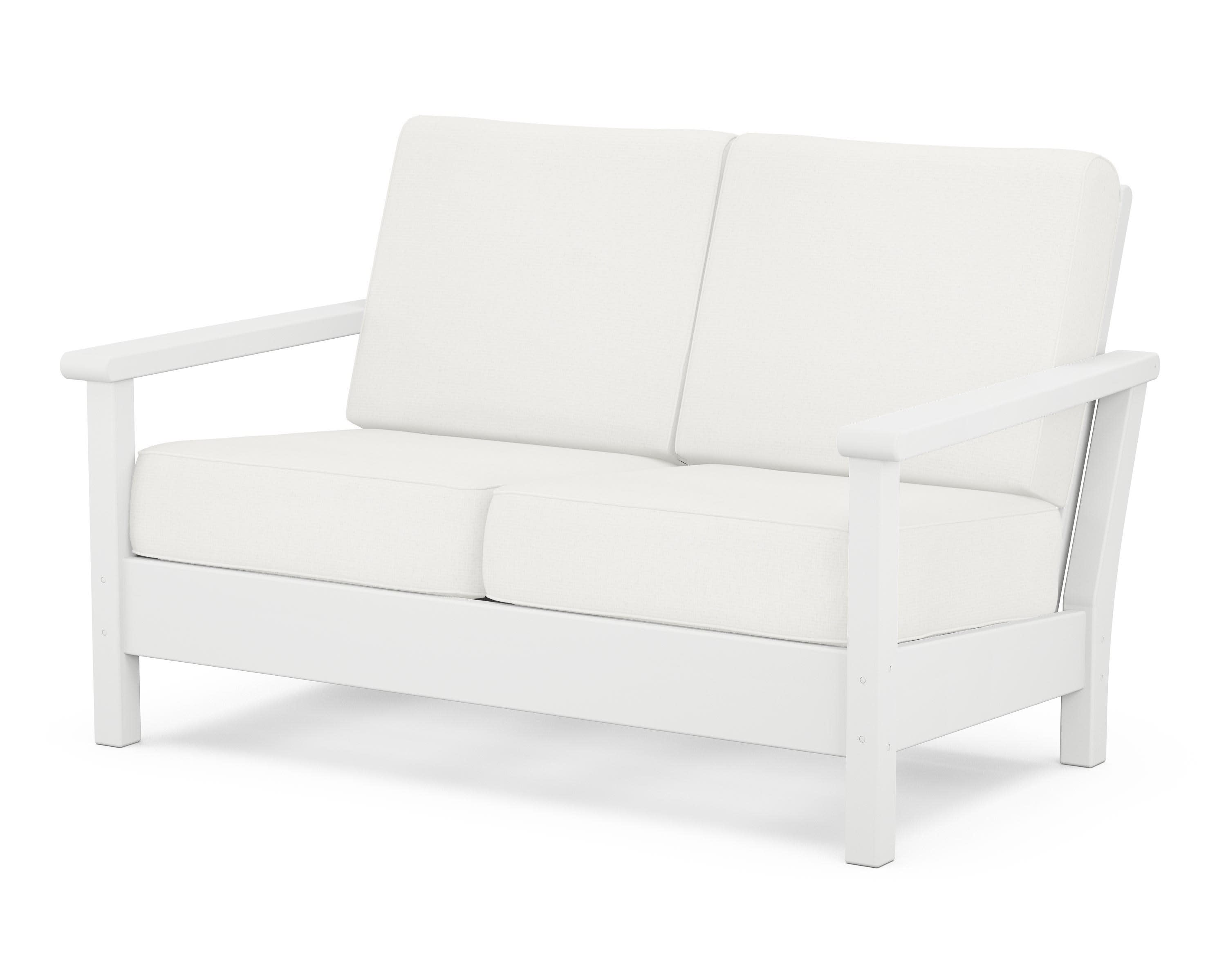 Harbour Deep Seating Loveseat in White / Natural Linen
