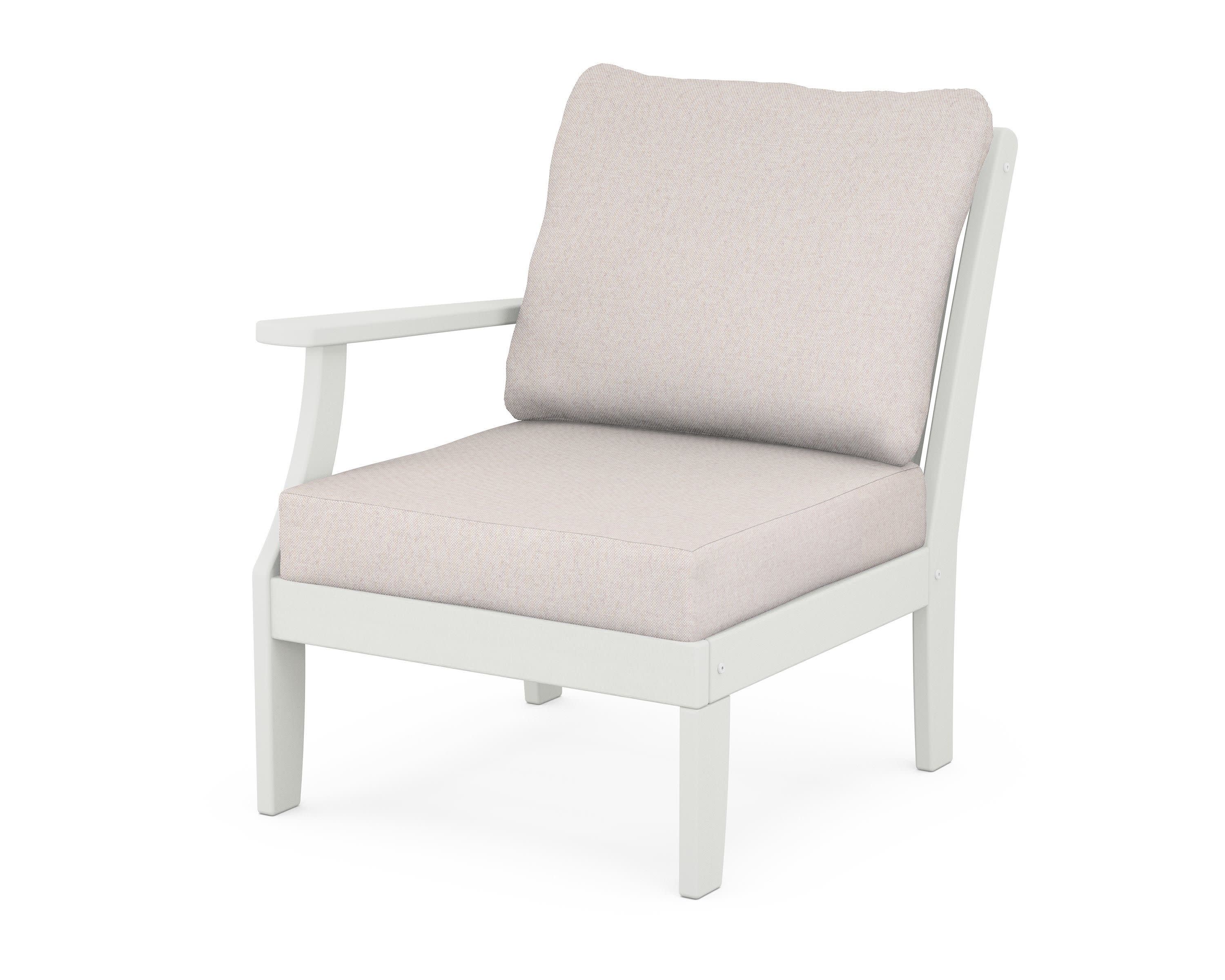 Braxton Modular Left Arm Chair in Vintage White / Dune Burlap