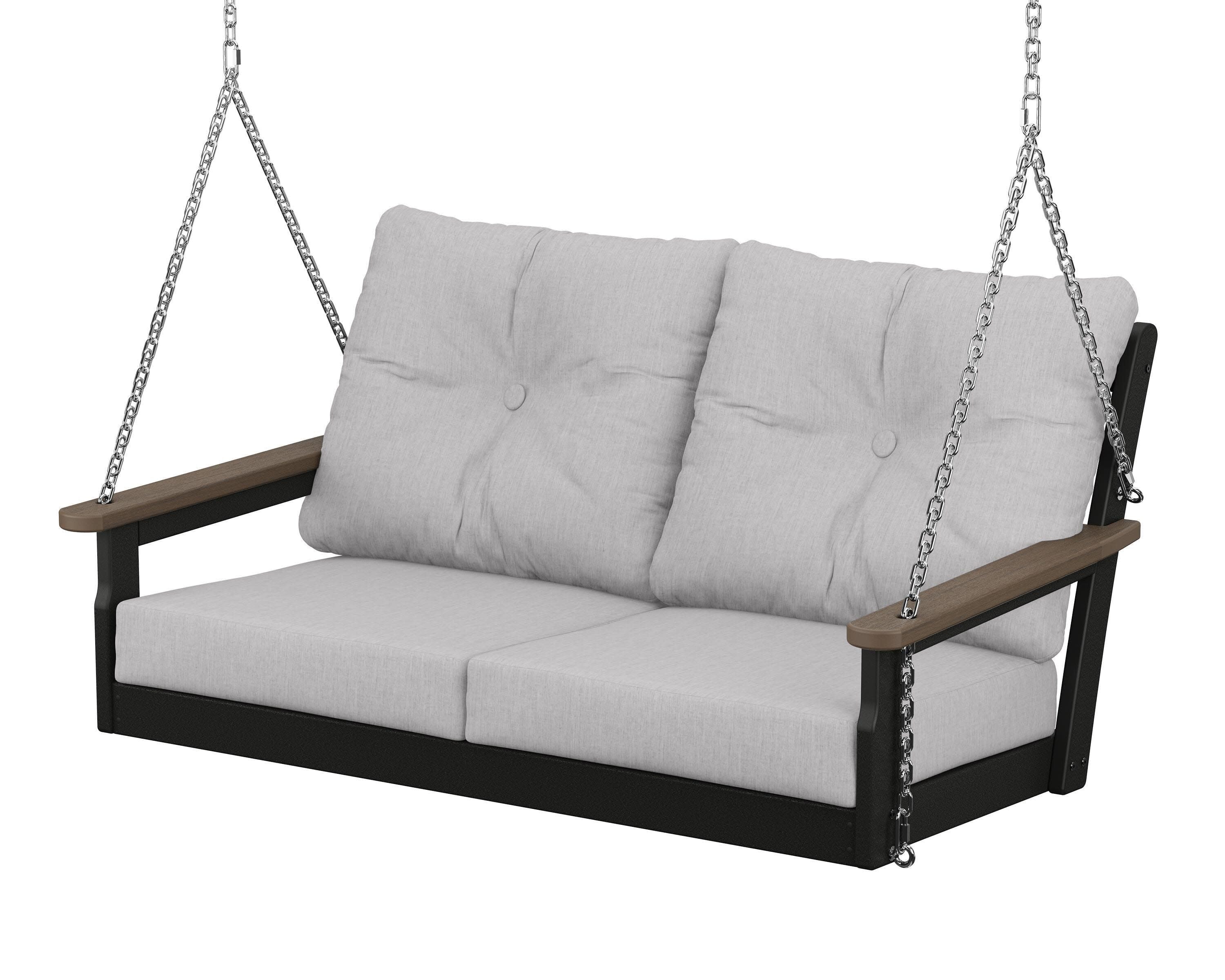 Vineyard Deep Seating Swing in Black / Kona / Granite