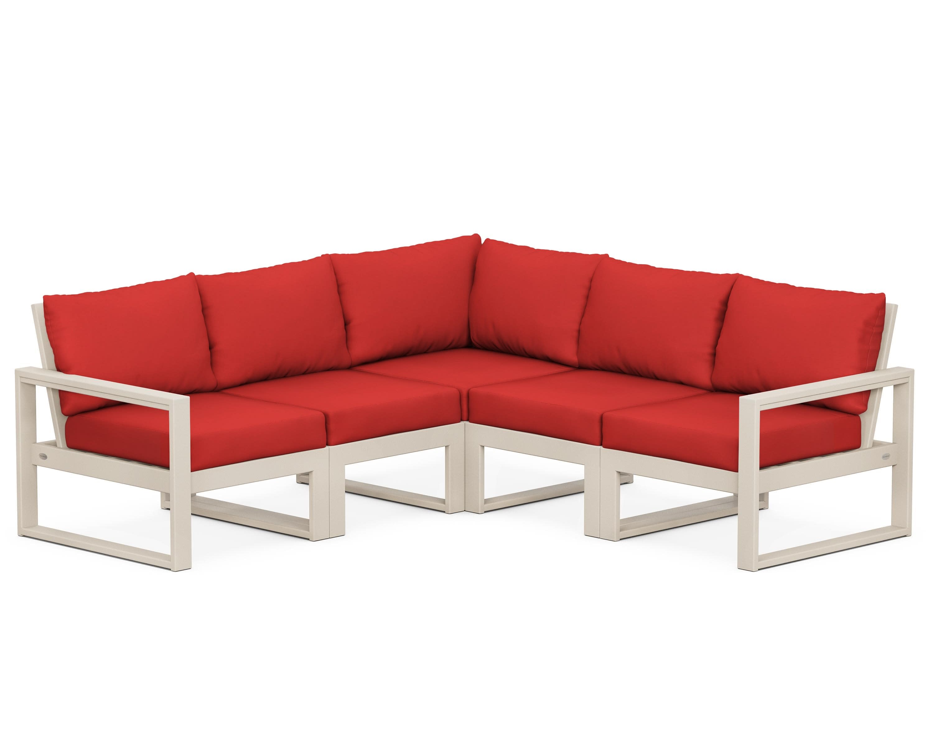 EDGE 5-Piece Modular Deep Seating Set in Sand / Crimson Linen