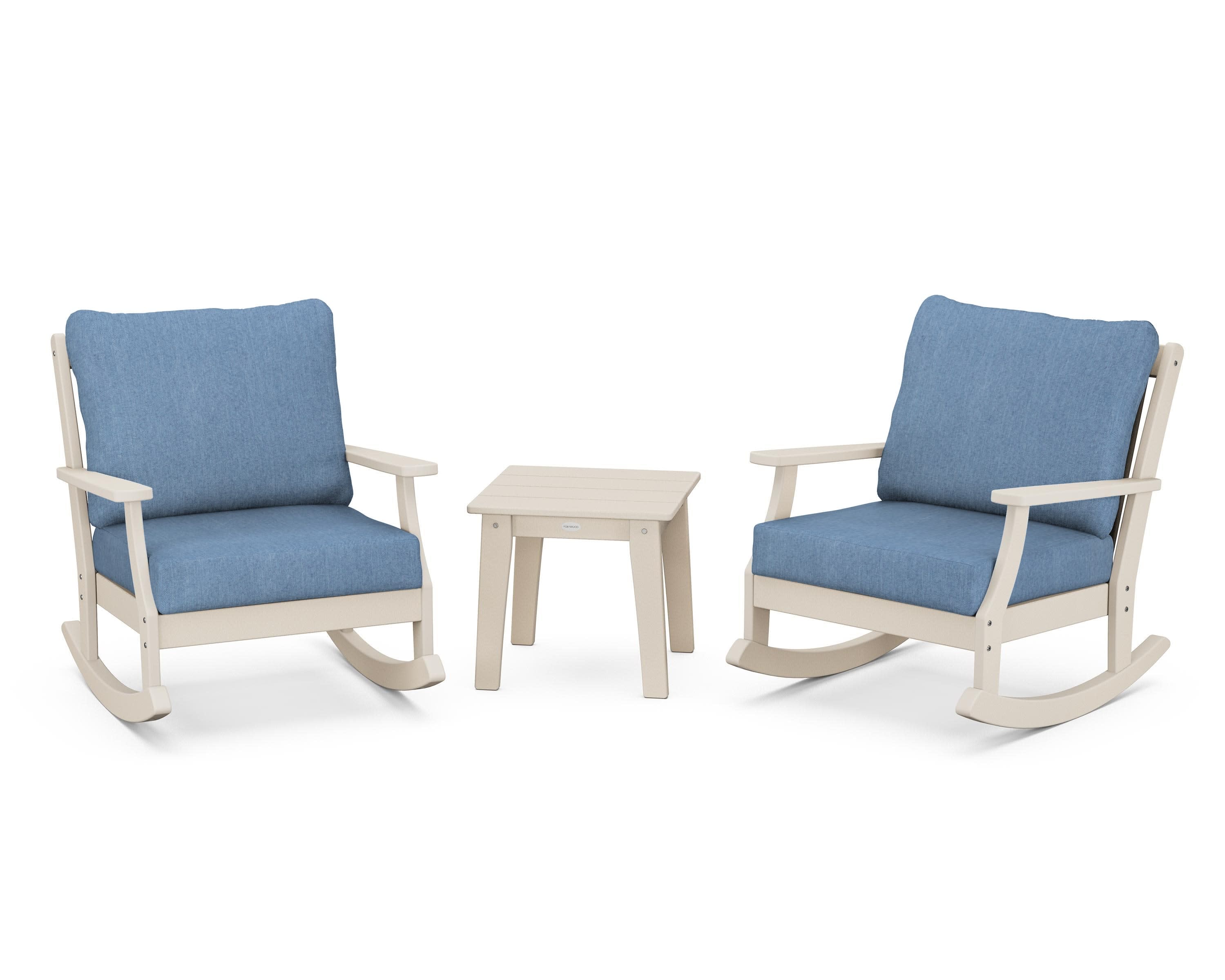Braxton 3-Piece Deep Seating Rocker Set in Sand / Sky Blue