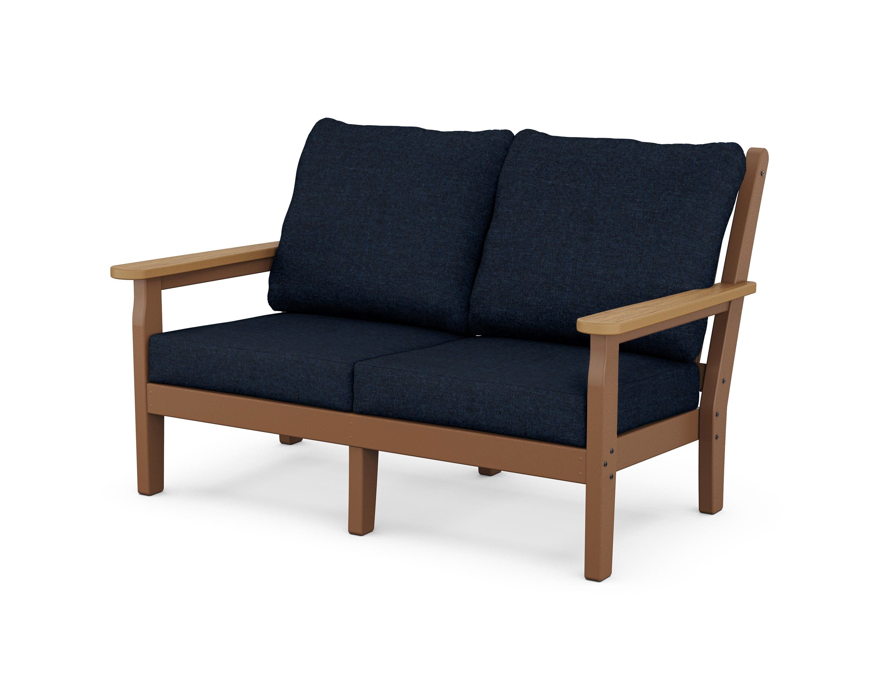 Chippendale Deep Seating Loveseat in Teak / Natural / Marine Indigo