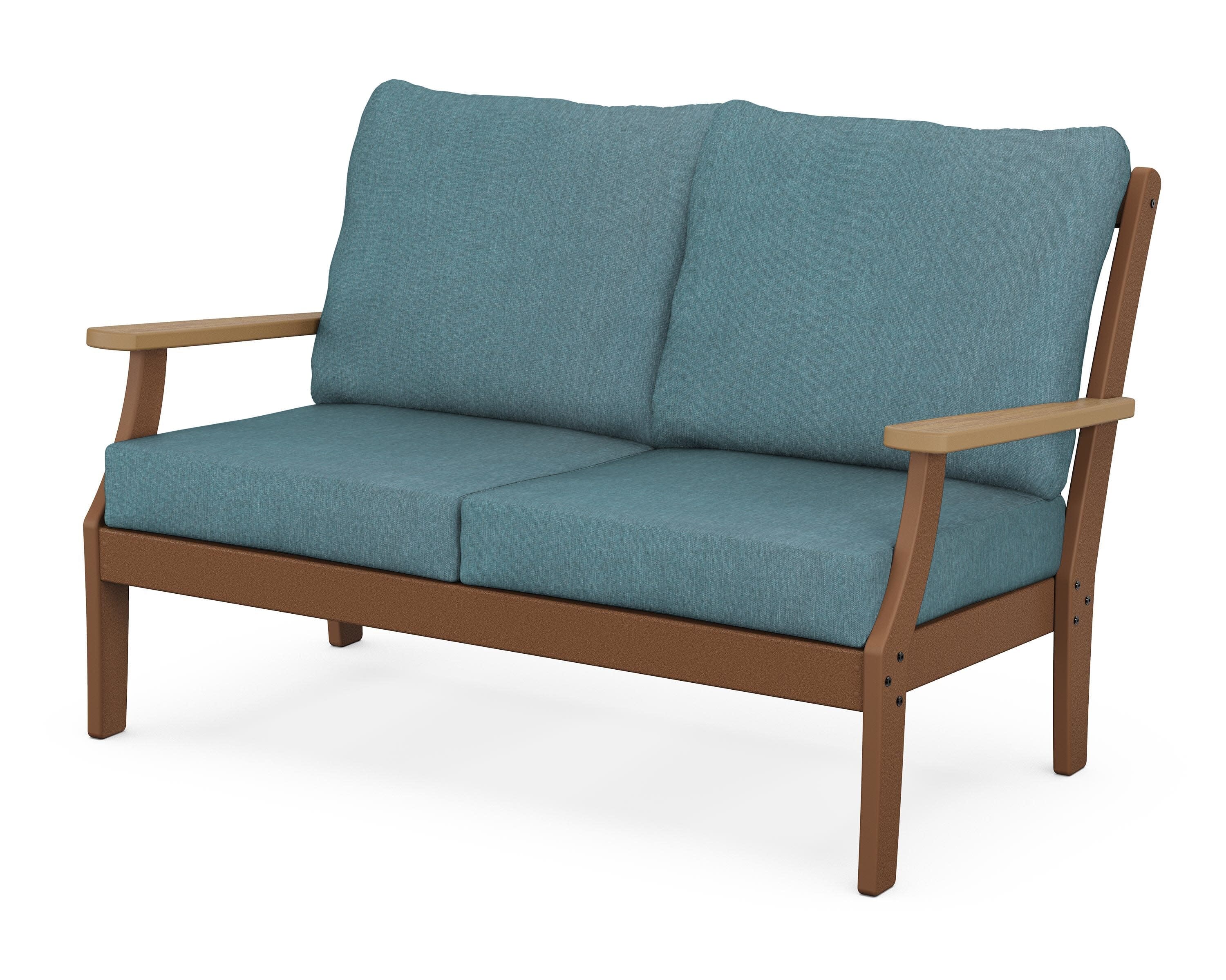 Braxton Deep Seating Loveseat in Teak / Natural / Ocean Teal
