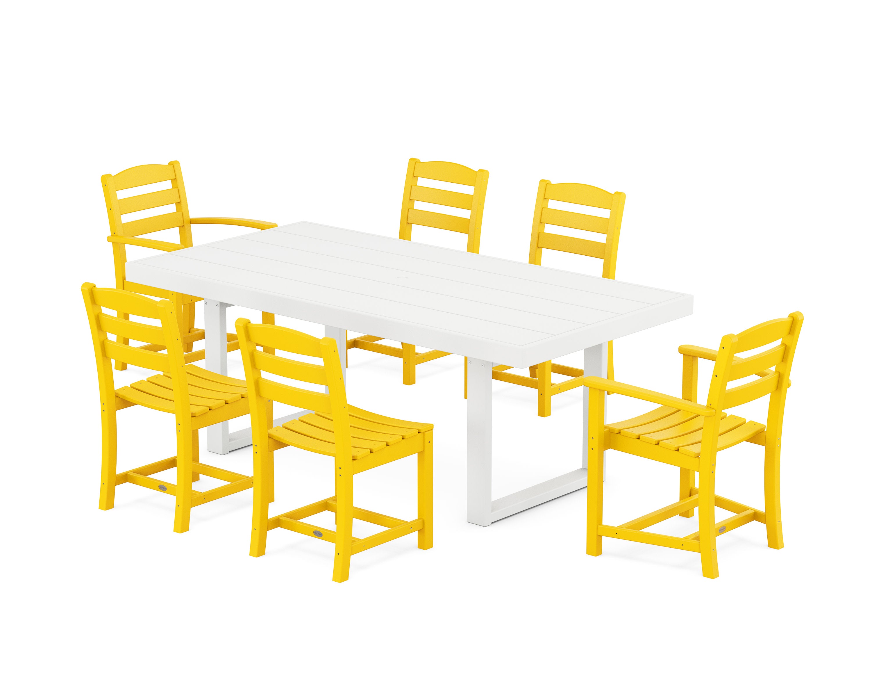 La Casa Caf 7-Piece Dining Set in Lemon / White