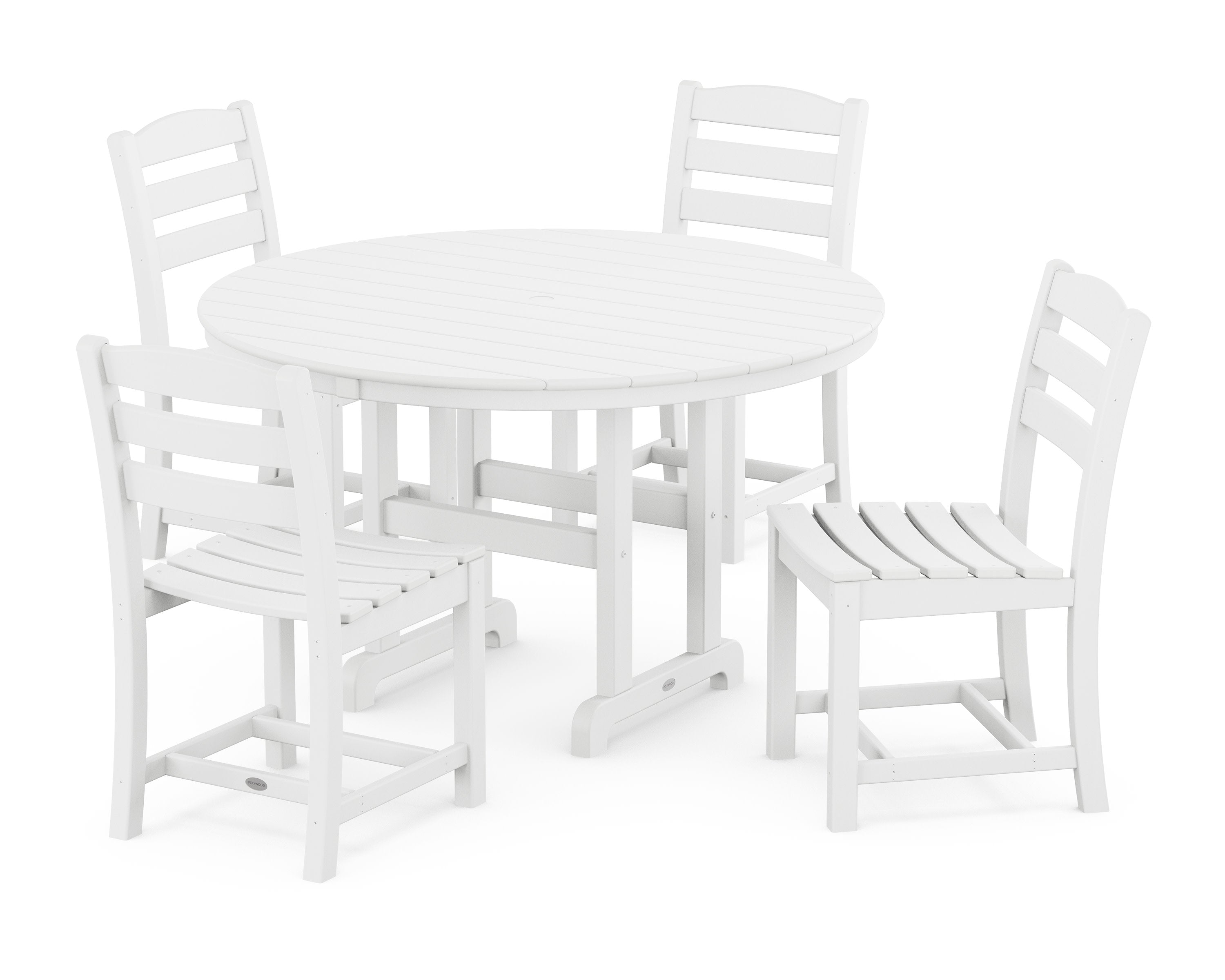 La Casa Caf Side Chair 5-Piece Round Farmhouse Dining Set in White