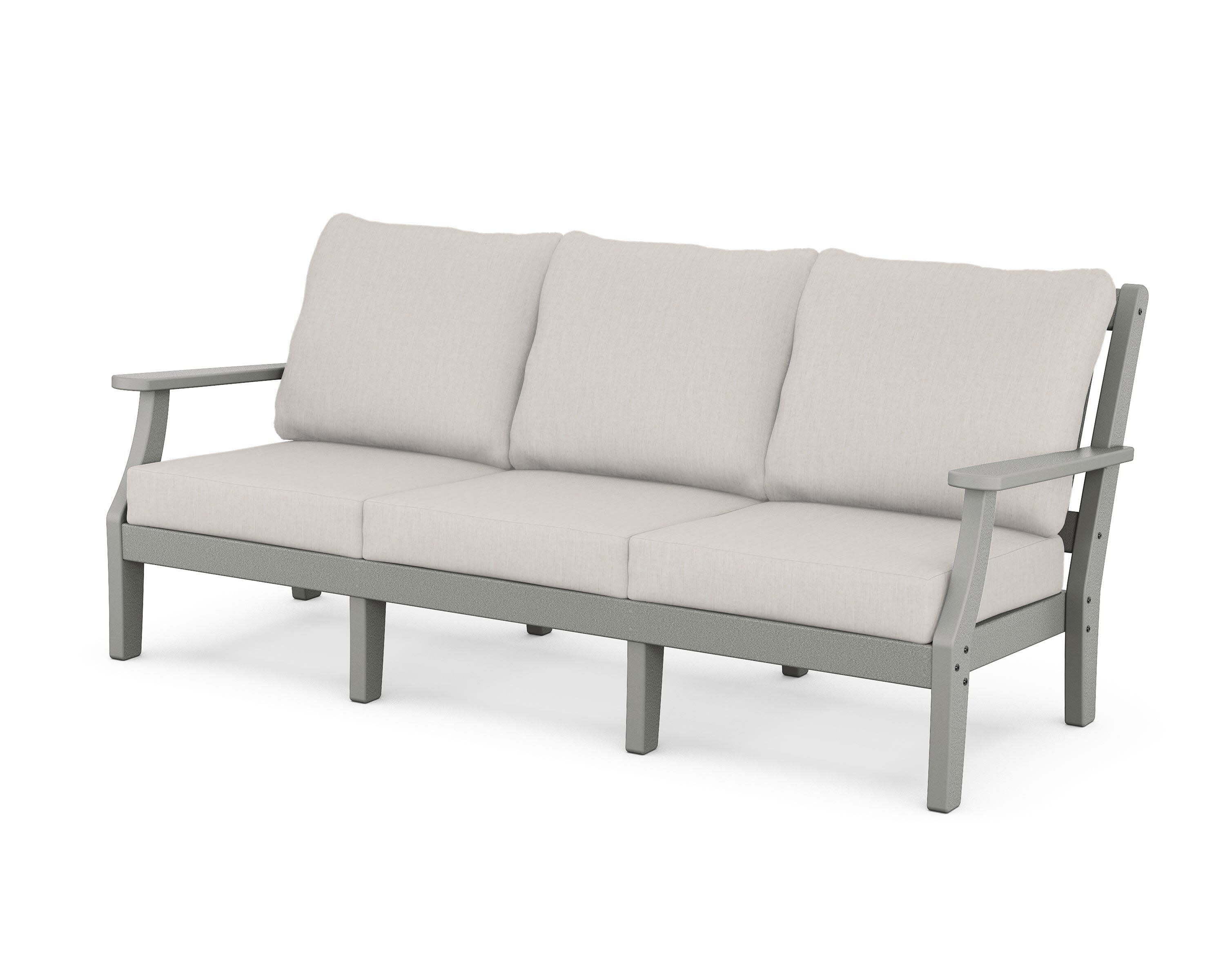 Chinoiserie Deep Seating Sofa in Slate Grey / Cast Ash
