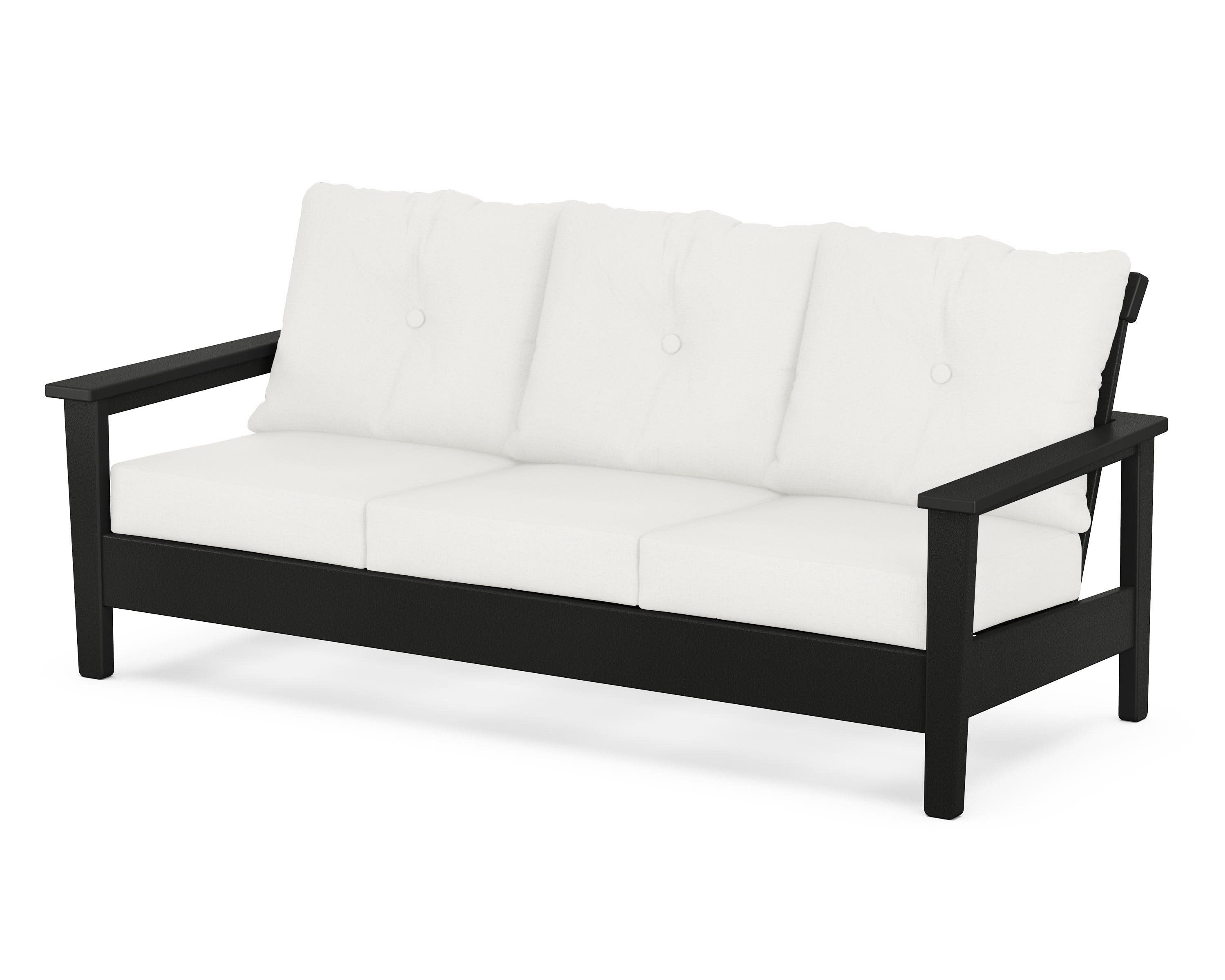 Prescott Deep Seating Sofa in Black / Natural Linen