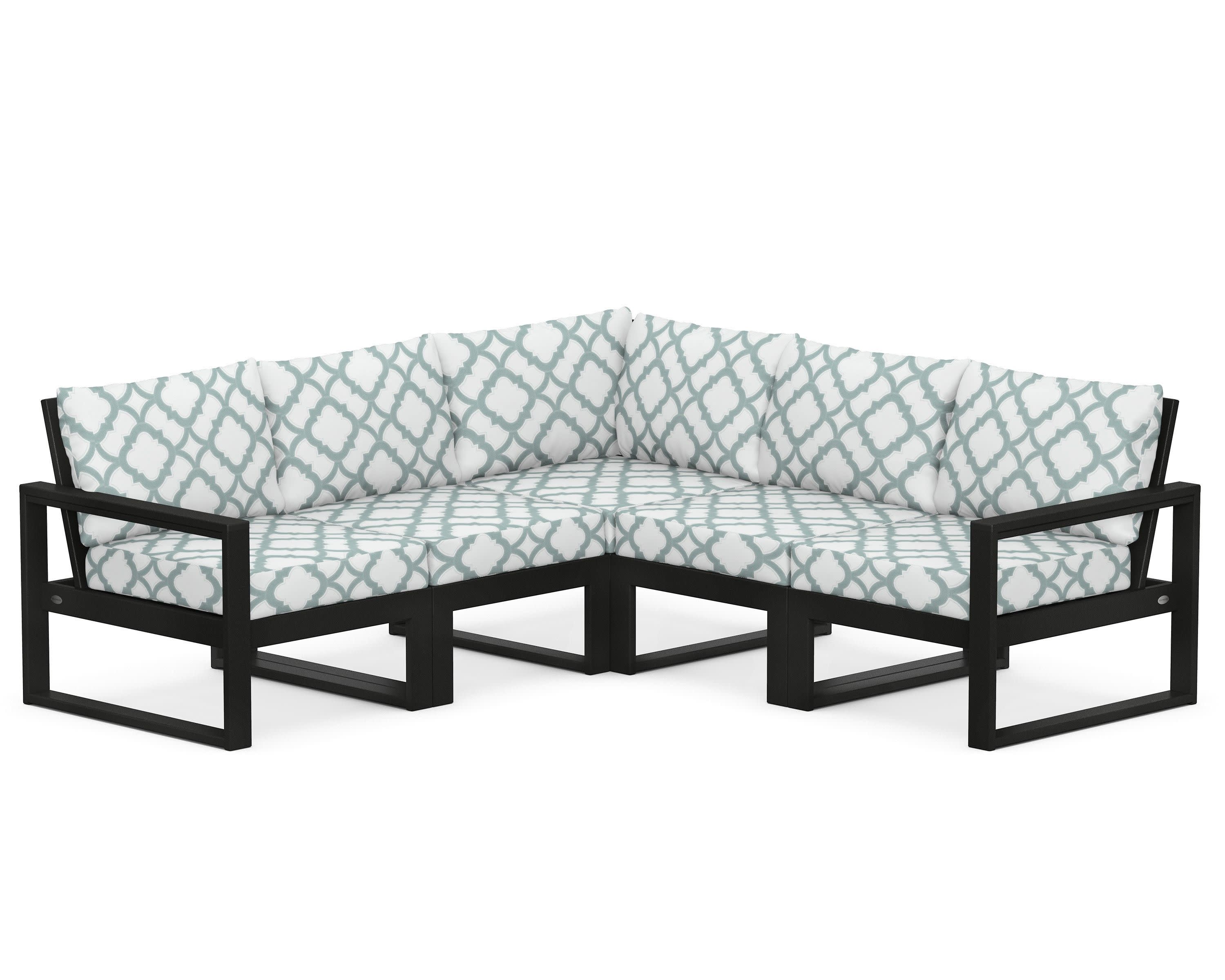 EDGE 5-Piece Modular Deep Seating Set in Black / Trellis Glacier Spa