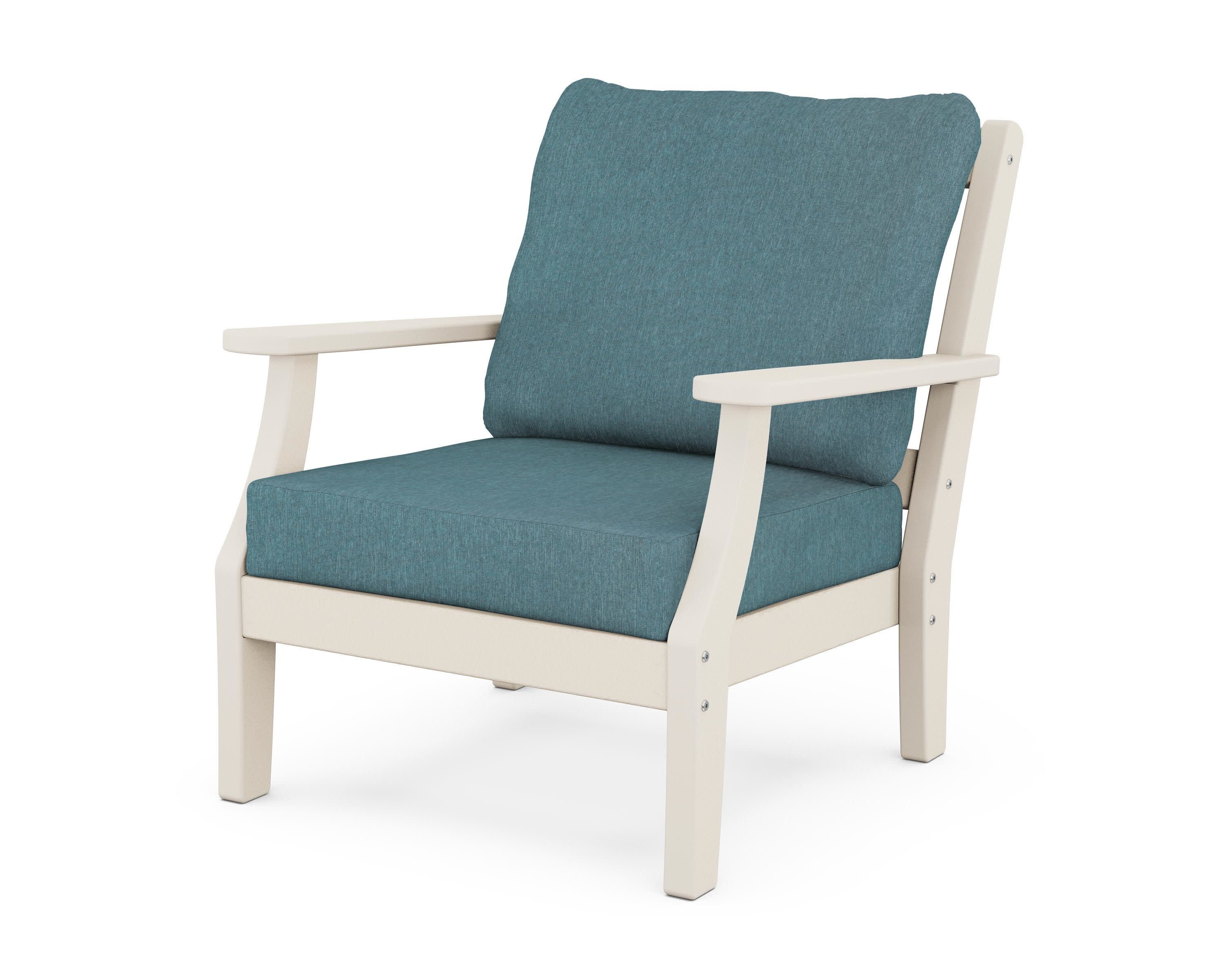 Chinoiserie Deep Seating Chair in Sand / Ocean Teal
