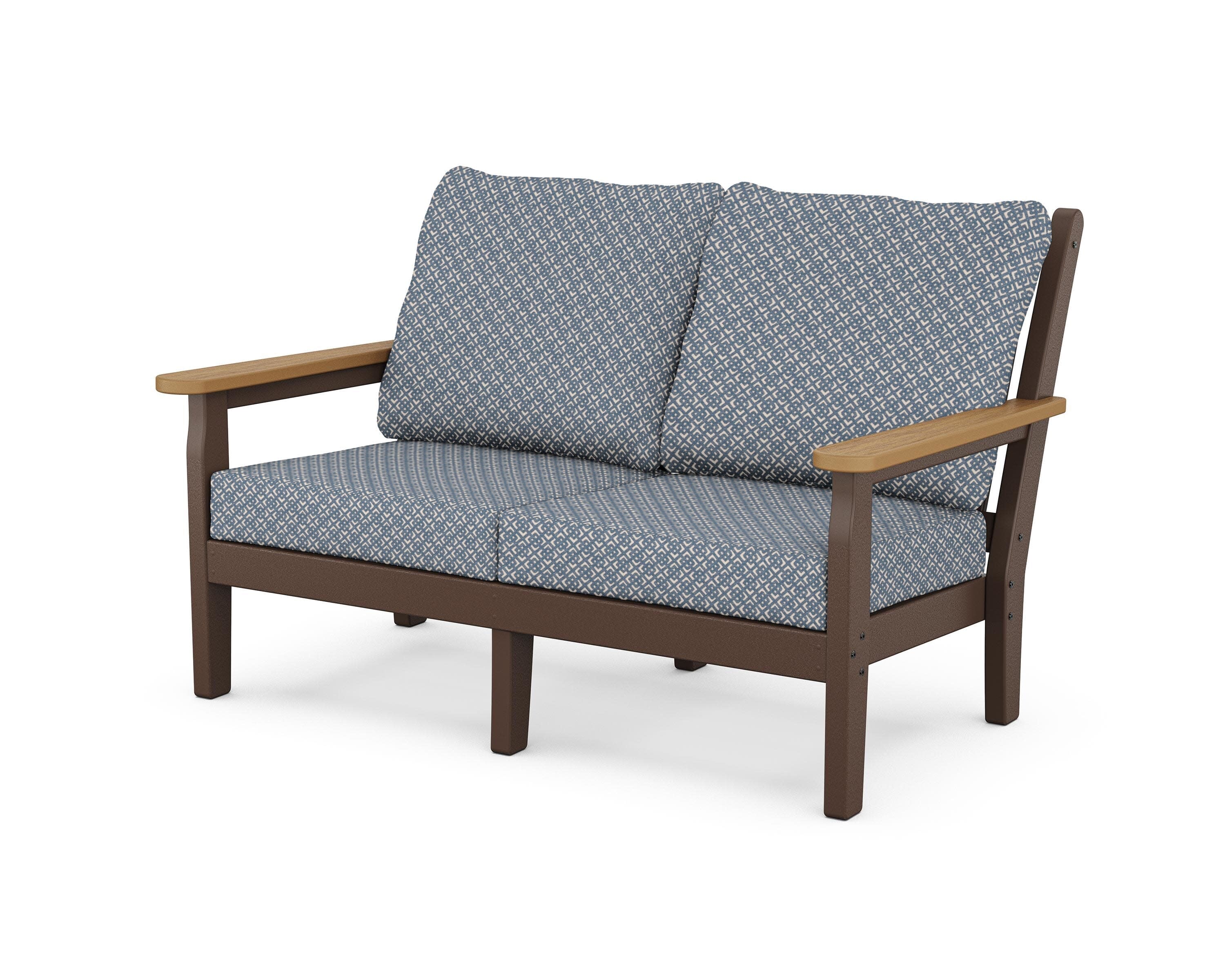 Chippendale Deep Seating Loveseat in Mahogany / Natural / Hopscotch